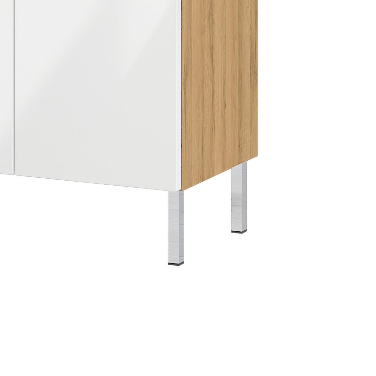 Kommode B: 60 cm Gw-Mauresa, Weiß/Eiche Dekor - Chromfarben/Eichefarben, KONVENTIONELL, Holzwerkstoff (60/97/34cm) - Germania