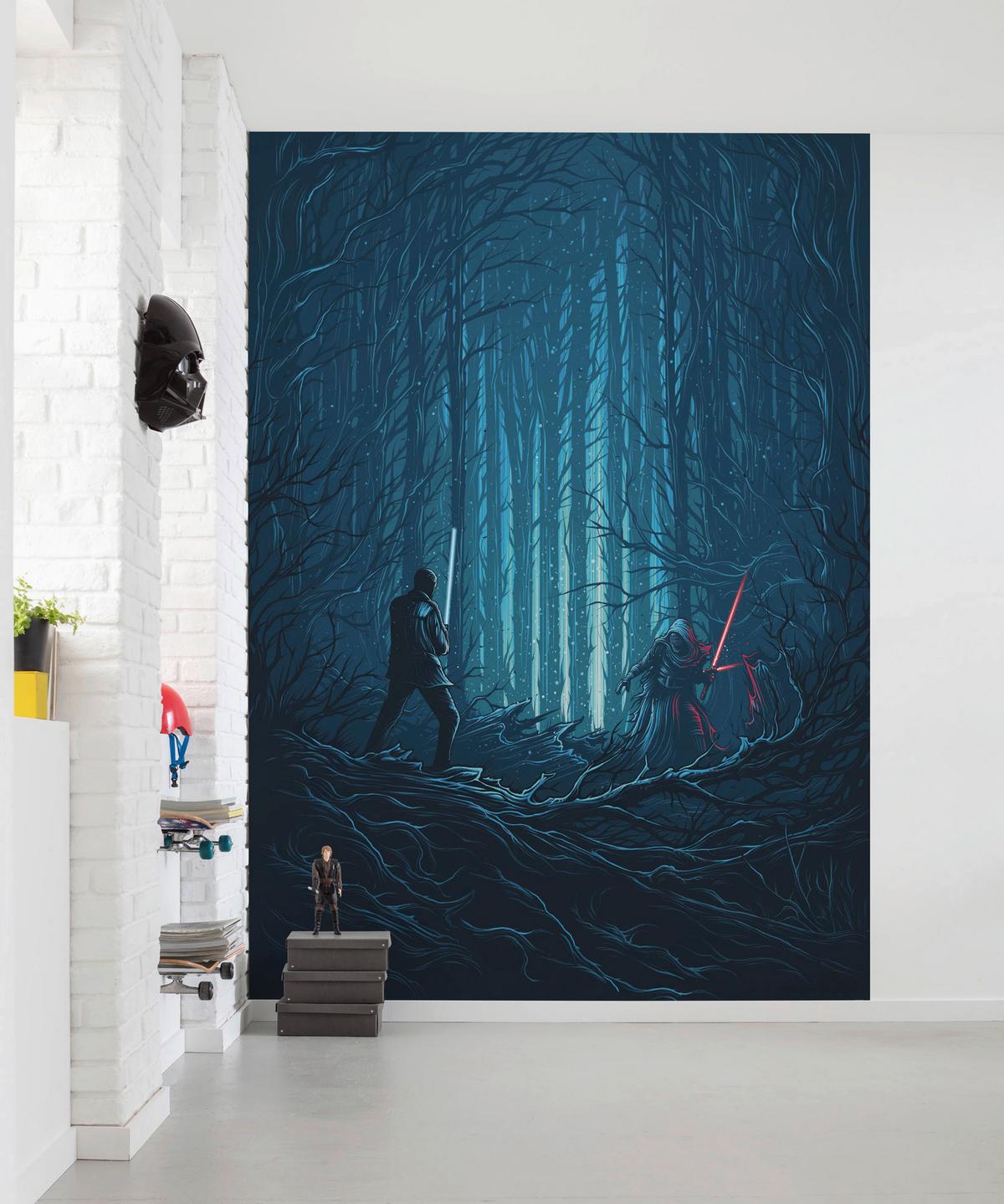 Fototapete Star Wars Wood Fight - Blau/Schwarz, Trend, Textil (200/280cm)