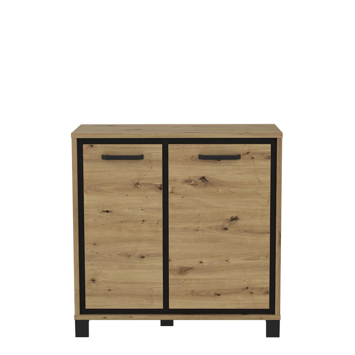 Kommode B 91,4 Cm Trondheim, Eiche Dekor/schwarz - Eichefarben/Schwarz, MODERN, Holzwerkstoff/Kunststoff (91,4/91,2/41,5cm) - MID.YOU