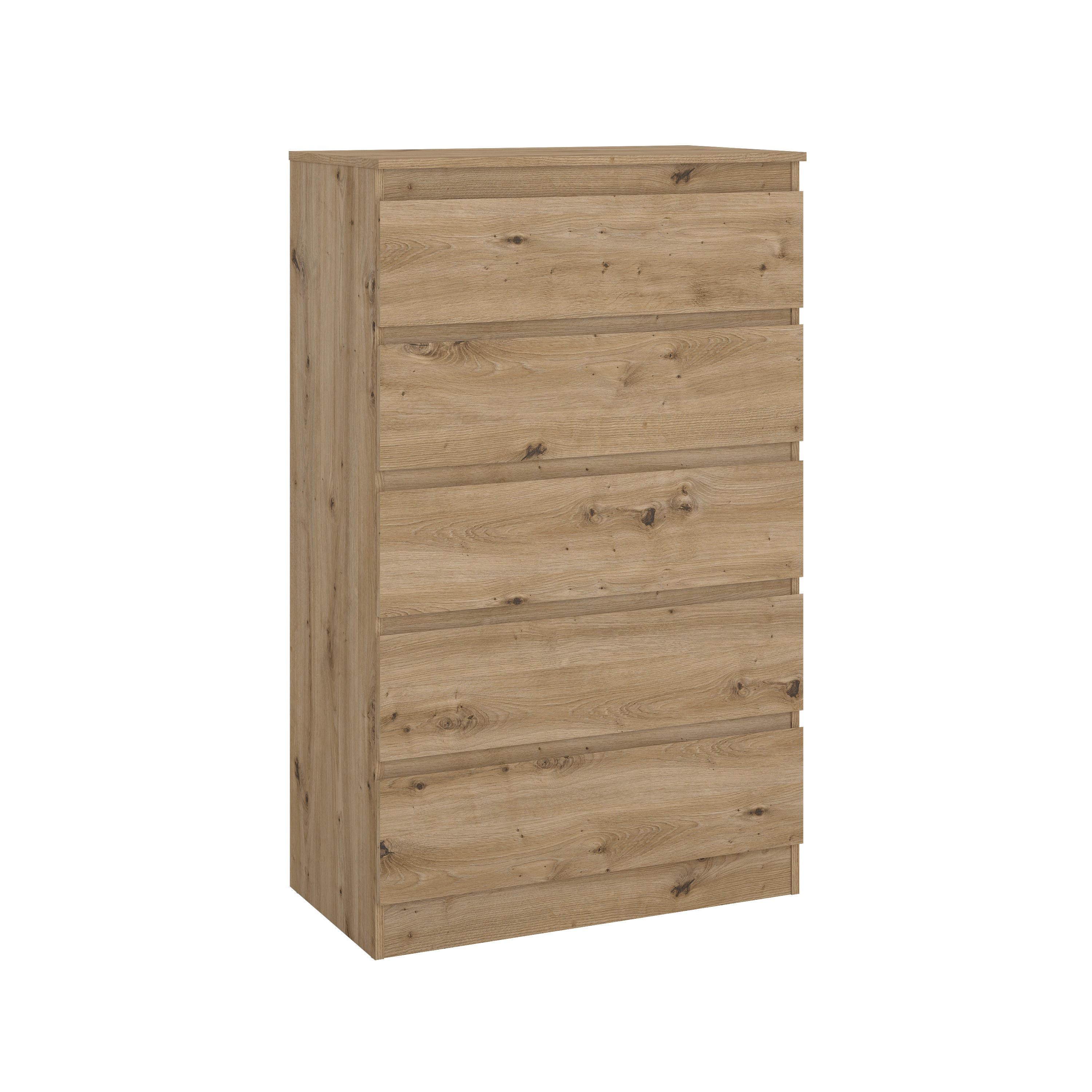 Komoda MARA 5 dekor dub Artisan - dub artisan, Konvenční, dřevo (77/125/42cm) - Mömax