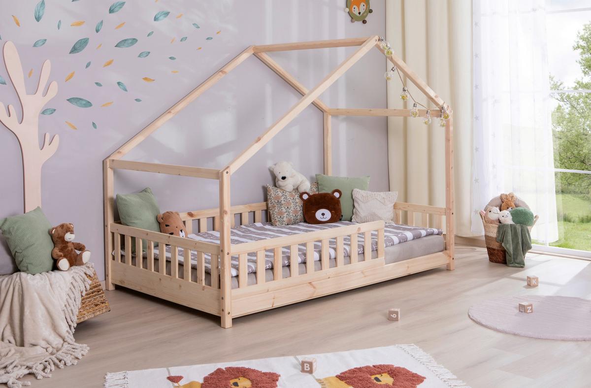 Hausbett Lou Naturfarben B: 140 Cm - Naturfarben/Weiß, MODERN, Holz/Textil (140/200cm) - MID.YOU