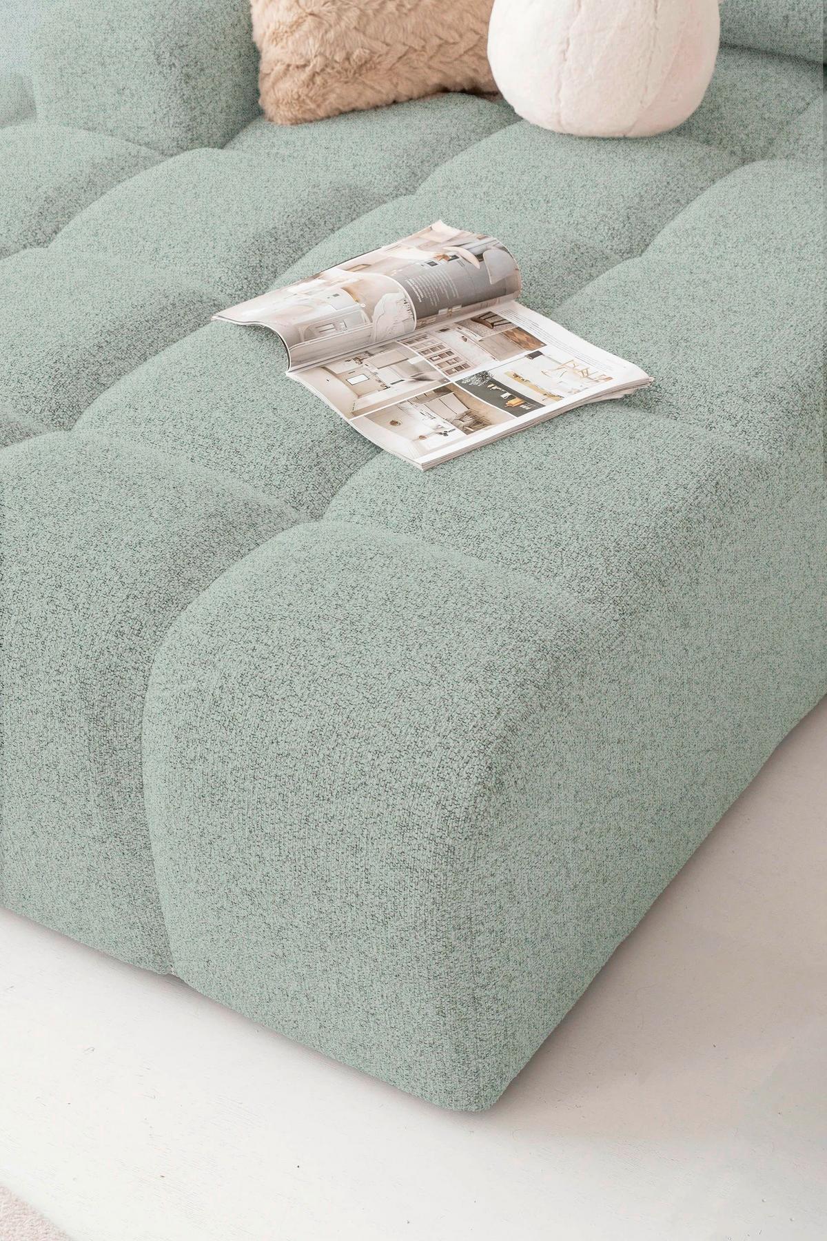 Wohnlandschaft Lulu Türkis U: 184x333x213cm - Türkis/Schwarz, Design, Textil (184/333/213cm) - MID.YOU