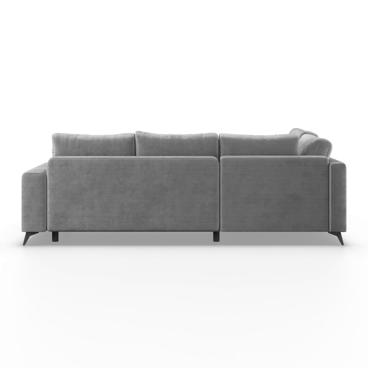 Ecksofa mit Schlaffunktion Lincoln Grau Cord 212x270 cm - Schwarz/Grau, MODERN, Textil (212/270cm)