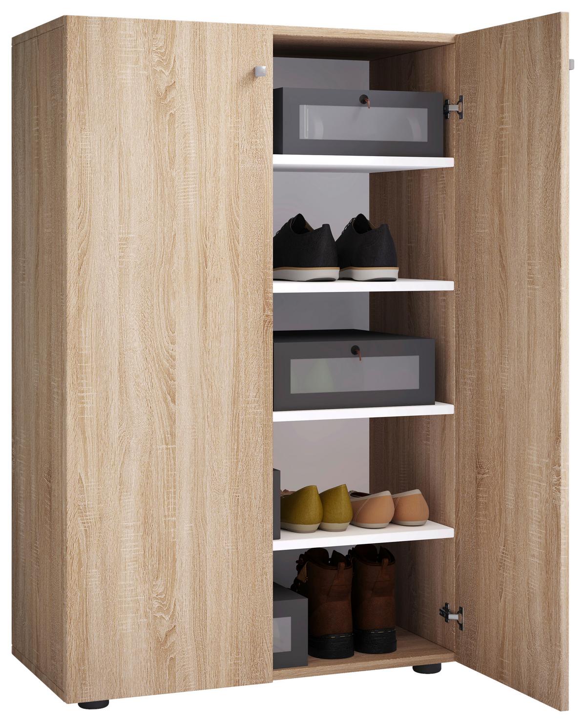 Schuhschrank Lona Xl Eiche Dekor 2-Türig B: 70 Cm - Schwarz/Sonoma Eiche, KONVENTIONELL, Holzwerkstoff (70/110/39cm) - MID.YOU