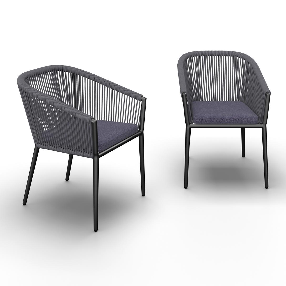 SADA ZAHRADNÍCH KŘESEL BENICIA - modrá/černá, Moderní, kov/textil (55/76/63cm) - Bessagi Garden