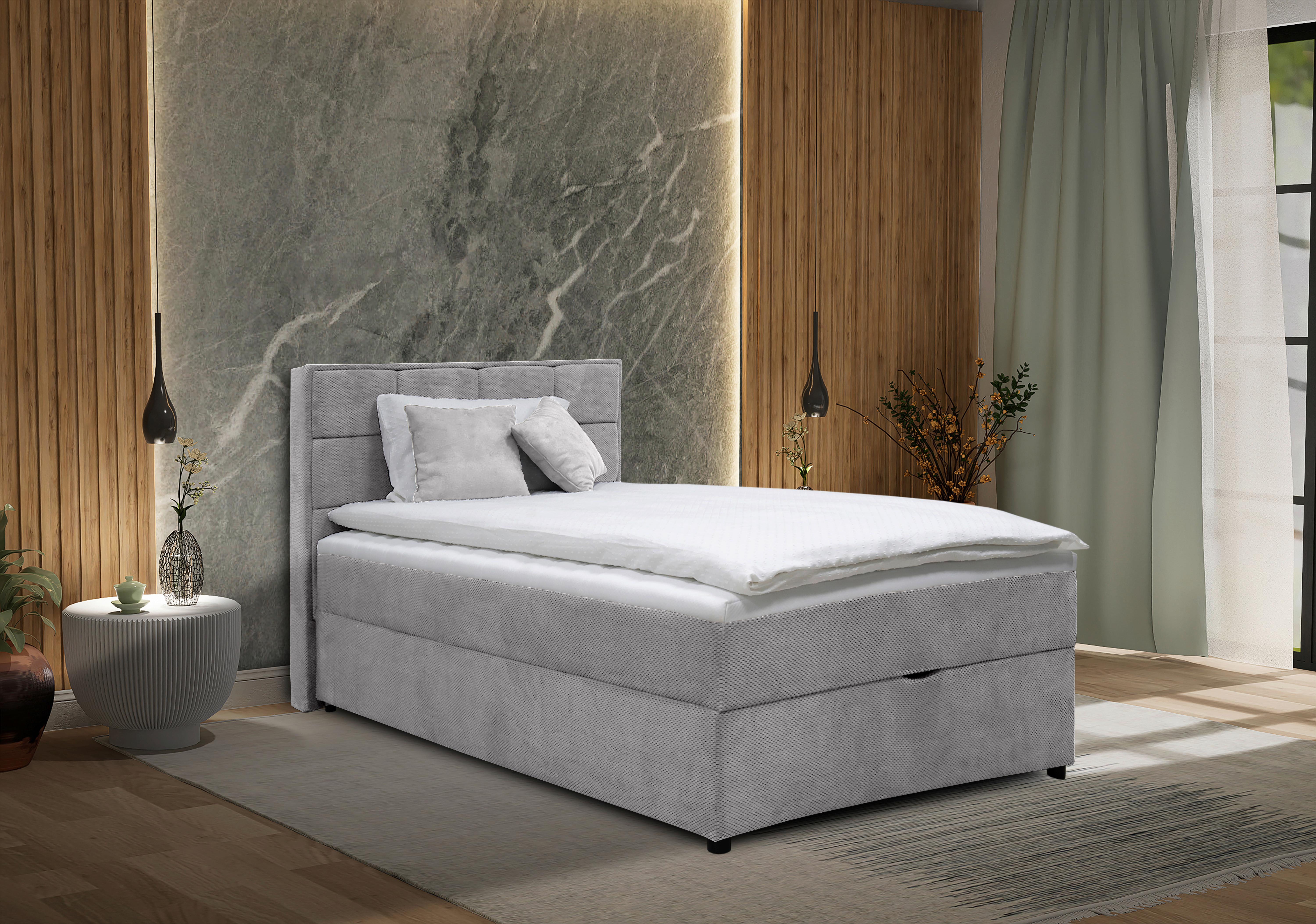 Boxbett mit Bettkasten Catania 140x200 cm Grau - Grau, MODERN, Holz/Holzwerkstoff (140/200cm) - MID.YOU