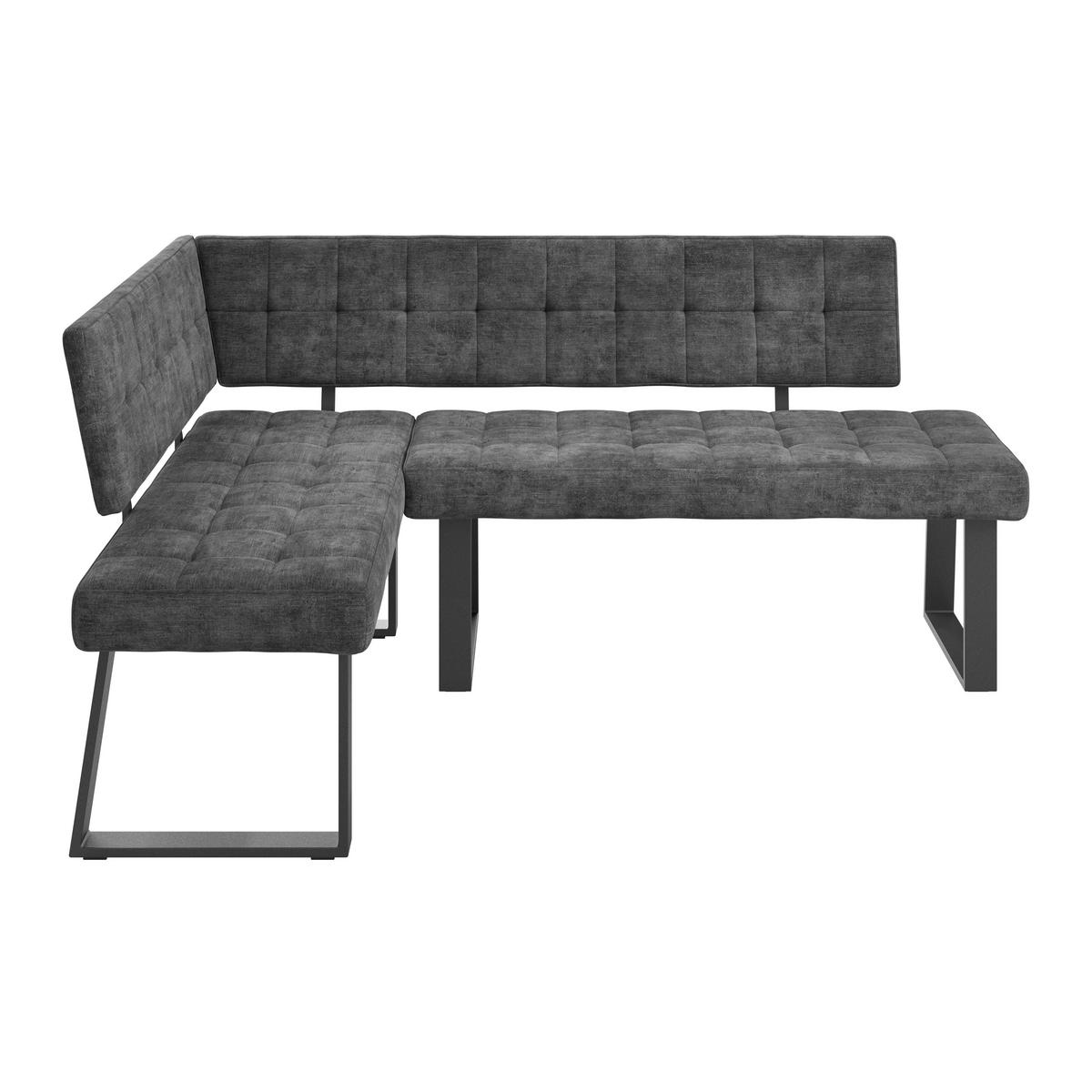 Eckbank Dunkelgrau Polyester Laslo 134x185 cm - Dunkelgrau/Schwarz, MODERN, Textil/Metall (134/185cm) - MID.YOU