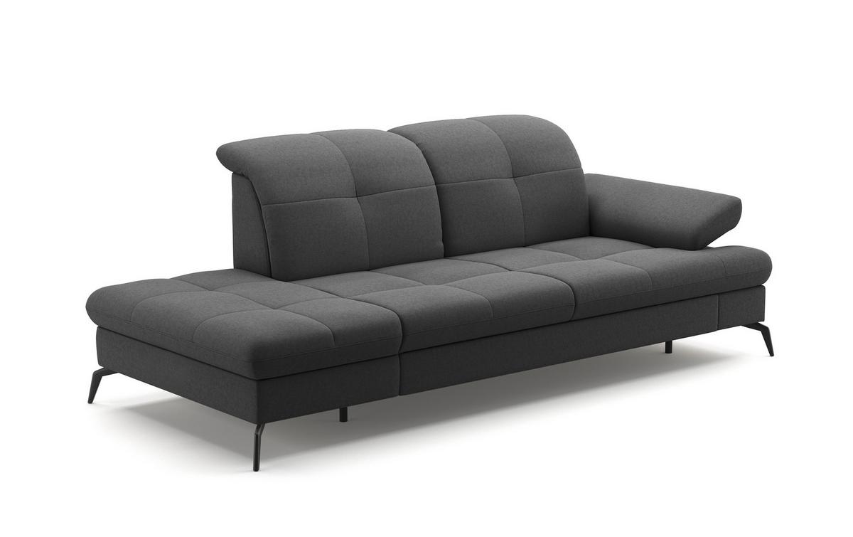 Récamiere Amica E, Dunkelgrau B: 231 Cm - Dunkelgrau/Schwarz, KONVENTIONELL, Textil (231/90/122cm) - Sit & More