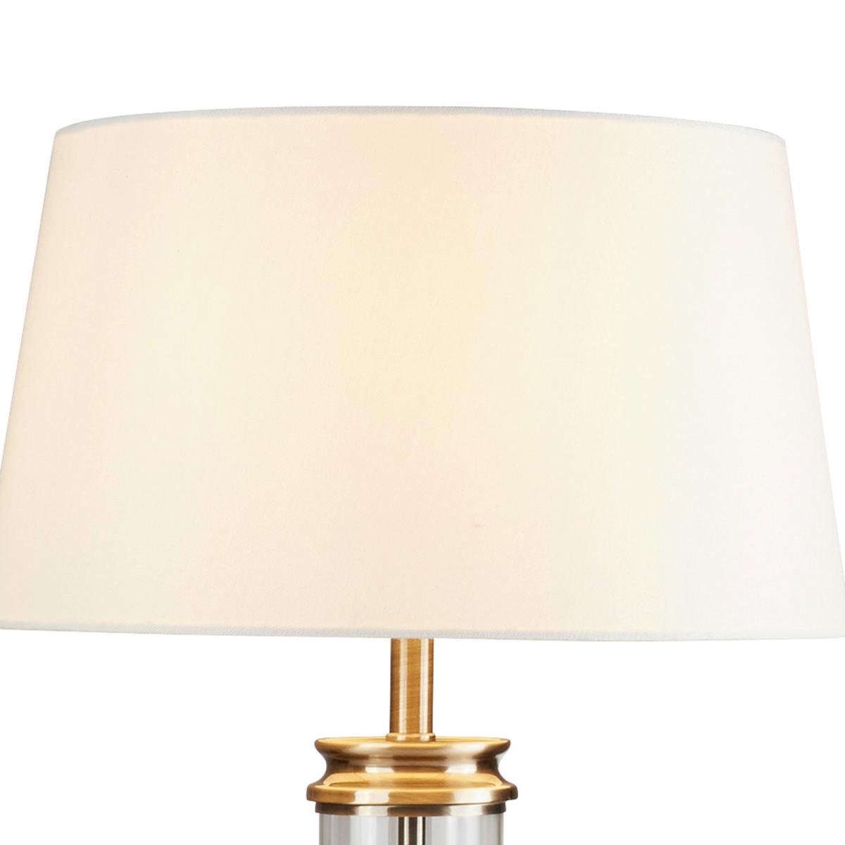 Tischleuchte Eu5141ab Pedestal - Messingfarben/Weiß, KONVENTIONELL, Glas/Textil (37/62cm)