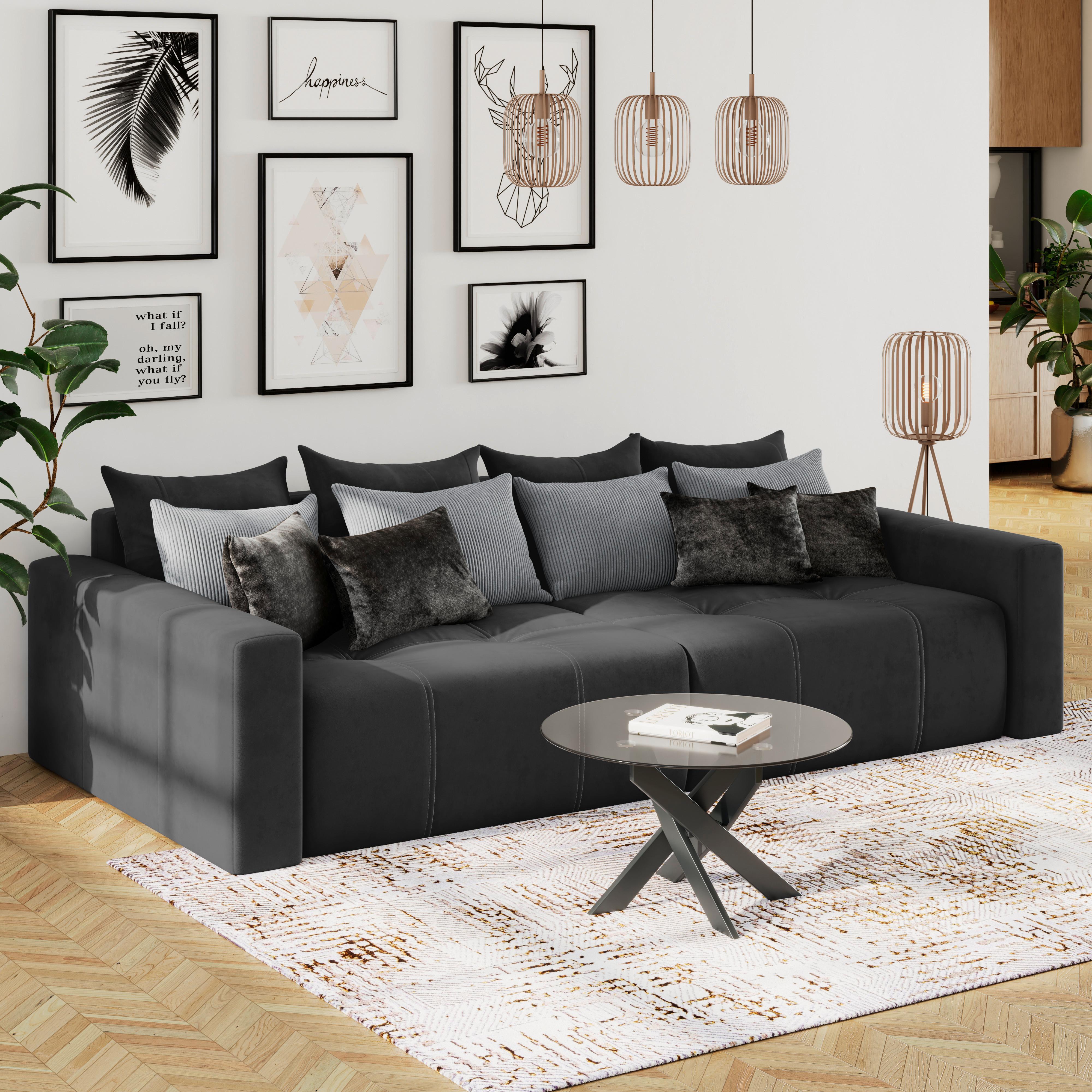 Big Sofa Mit Schlaffunktion Hanna B: 280 Cm Schwarz - Schwarz, MODERN, Textil (280/87/145cm)