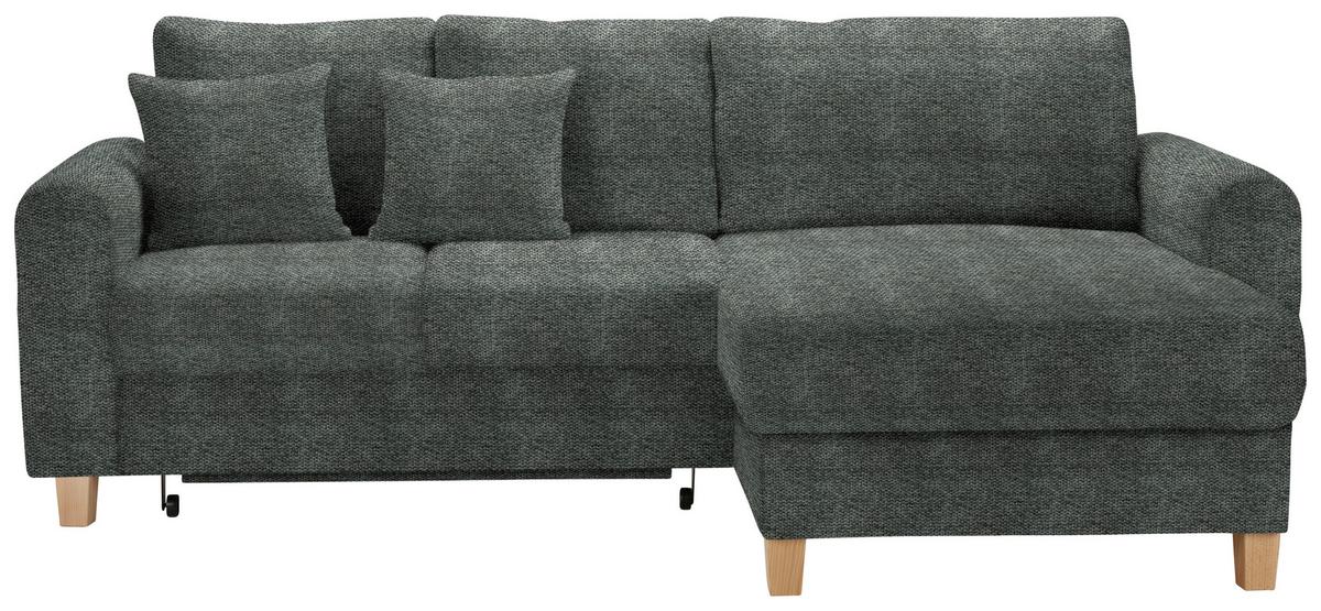 Rohová sedačka LILLE, oboustr., grafitový velur - barvy grafitu/světle hnědá, Moderní, dřevo/textil (232/110/156cm) - Mömax