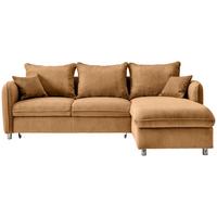 Eckschlafsofa Lauritio Goldfarben S: 254x160 cm - Chromfarben/Goldfarben, MODERN, Textil (254/160cm) - Livetastic