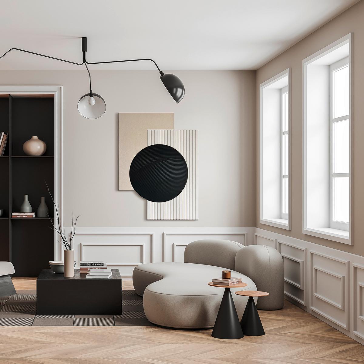 Akustický panel MARLA - černá/béžová, textil (90/120cm) - Premium Living