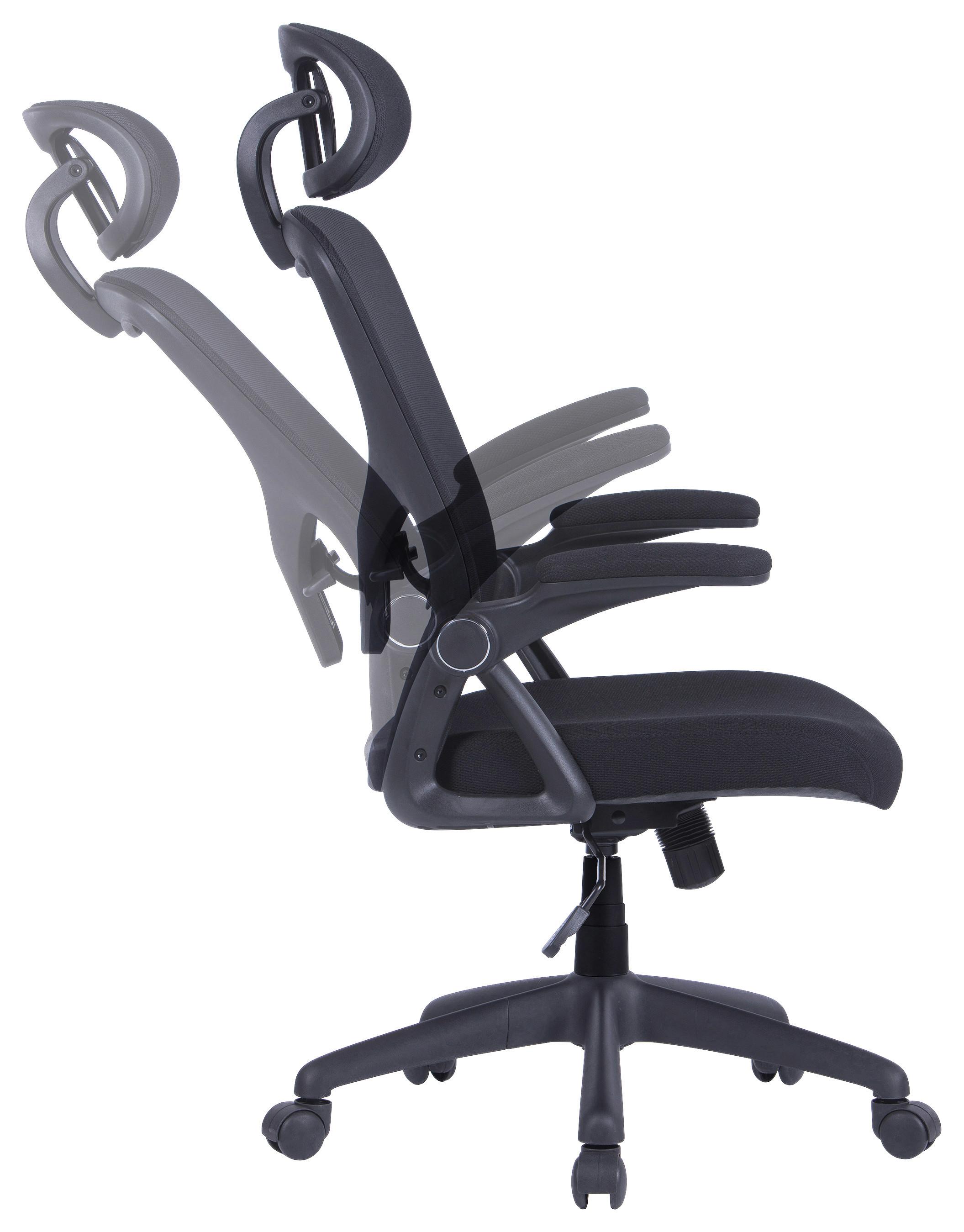 Bürostuhl Flex mit Armstützen Schwarz Bis 110 Kg - Schwarz, KONVENTIONELL, Kunststoff/Textil (62/111 - 119/66cm) - MID.YOU