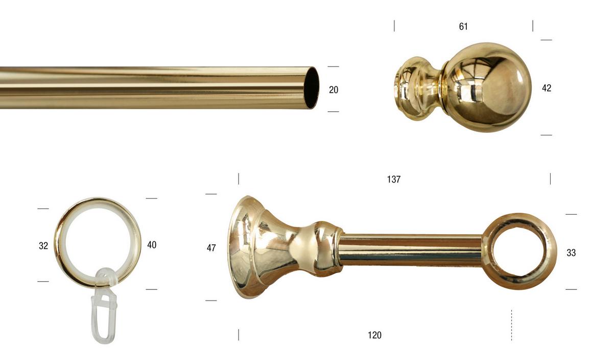 Vorhangstange Goldfarben L: 280 cm - Goldfarben, KONVENTIONELL, Metall (280cm)
