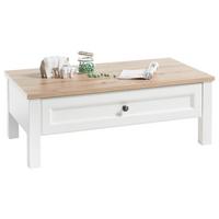 Couchtisch Holz mit Schublade Toskana, Eichefarben/Weiß - Eichefarben/Weiß, Basics, Holzwerkstoff (110/60/40cm) - MID.YOU