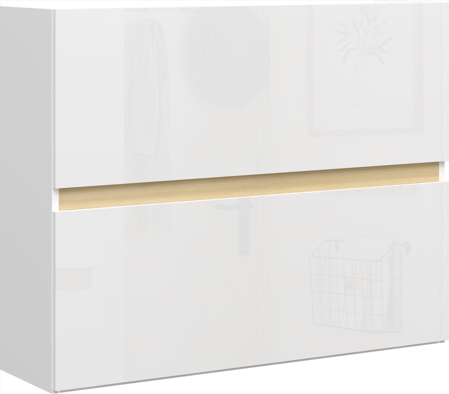 Schuhkipper Rainbow Eichefarben/Weiß HG B: 104 cm - Eichefarben/Weiß Hochglanz, Design, Holzwerkstoff (104/82/29cm) - MID.YOU