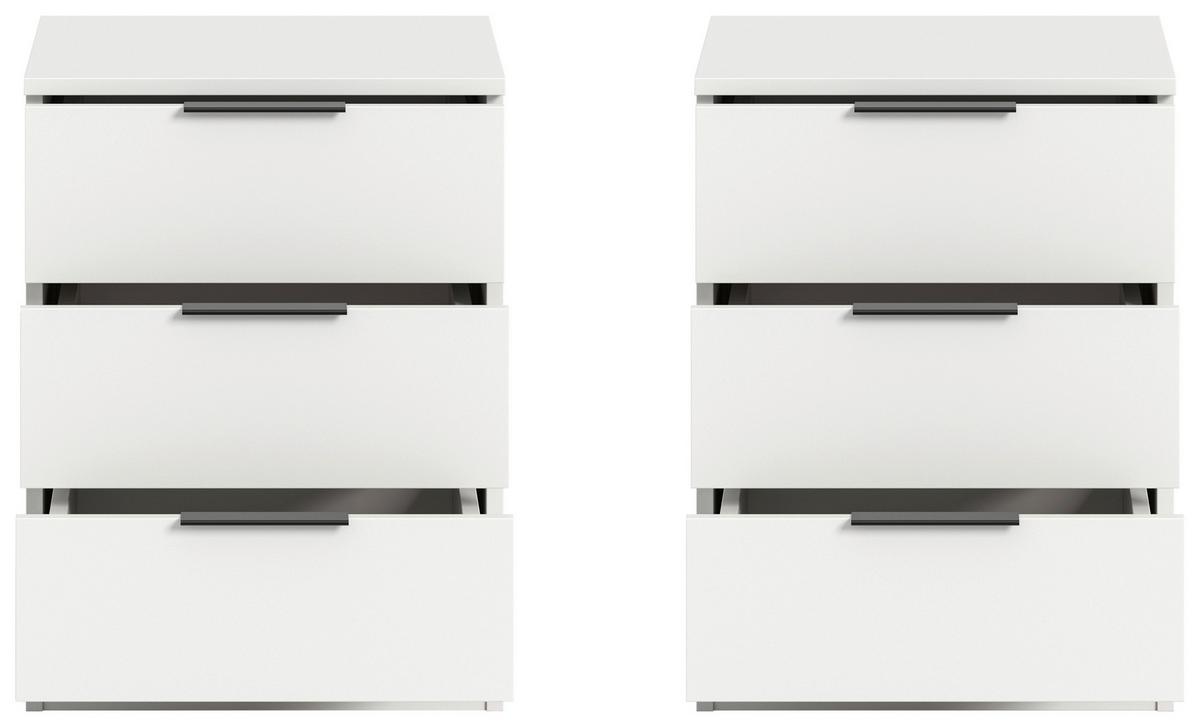 Nachtkästchenset Kopenhagen, Weiß B: 45 Cm - Schwarz/Weiß, MODERN, Holzwerkstoff (45/60/40cm) - MID.YOU