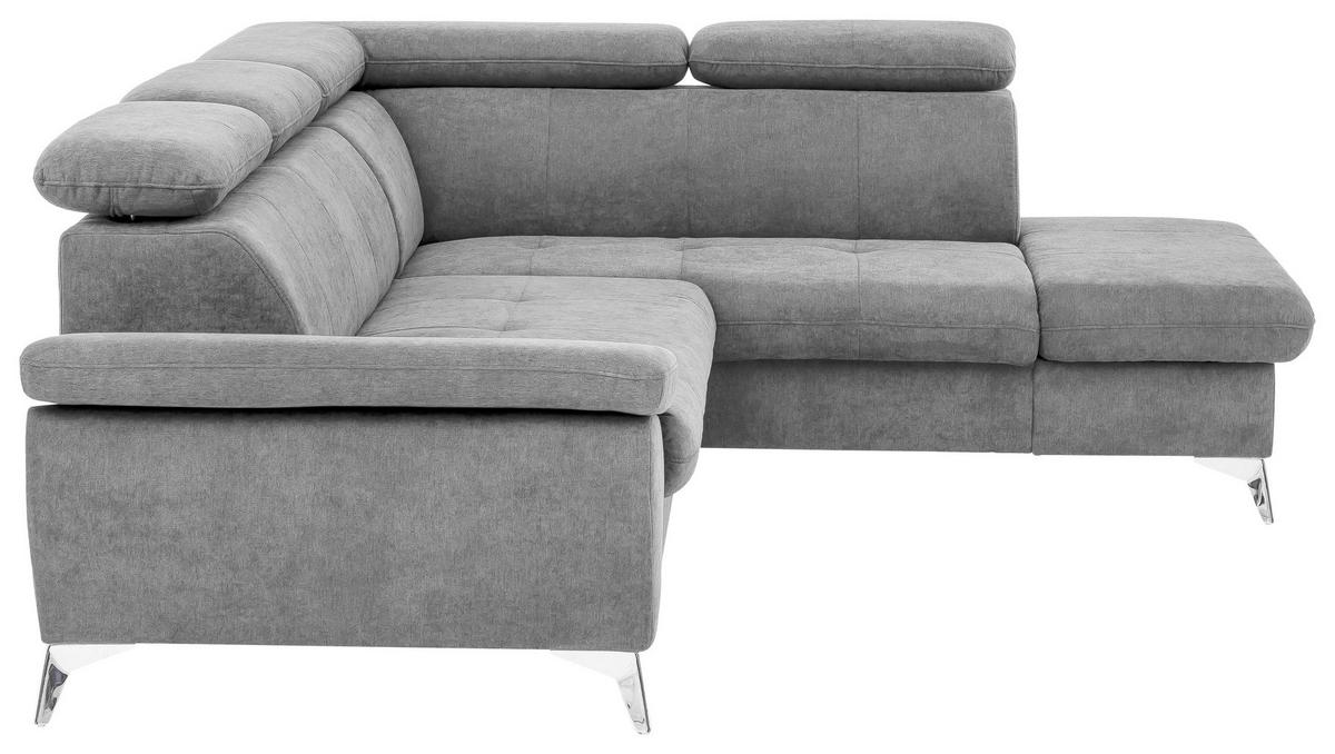 Ecksofa mit Schlaffunktion und Bettkasten Gisele Grau - Chromfarben/Hellgrau, KONVENTIONELL, Textil (256/209cm) - Livetastic