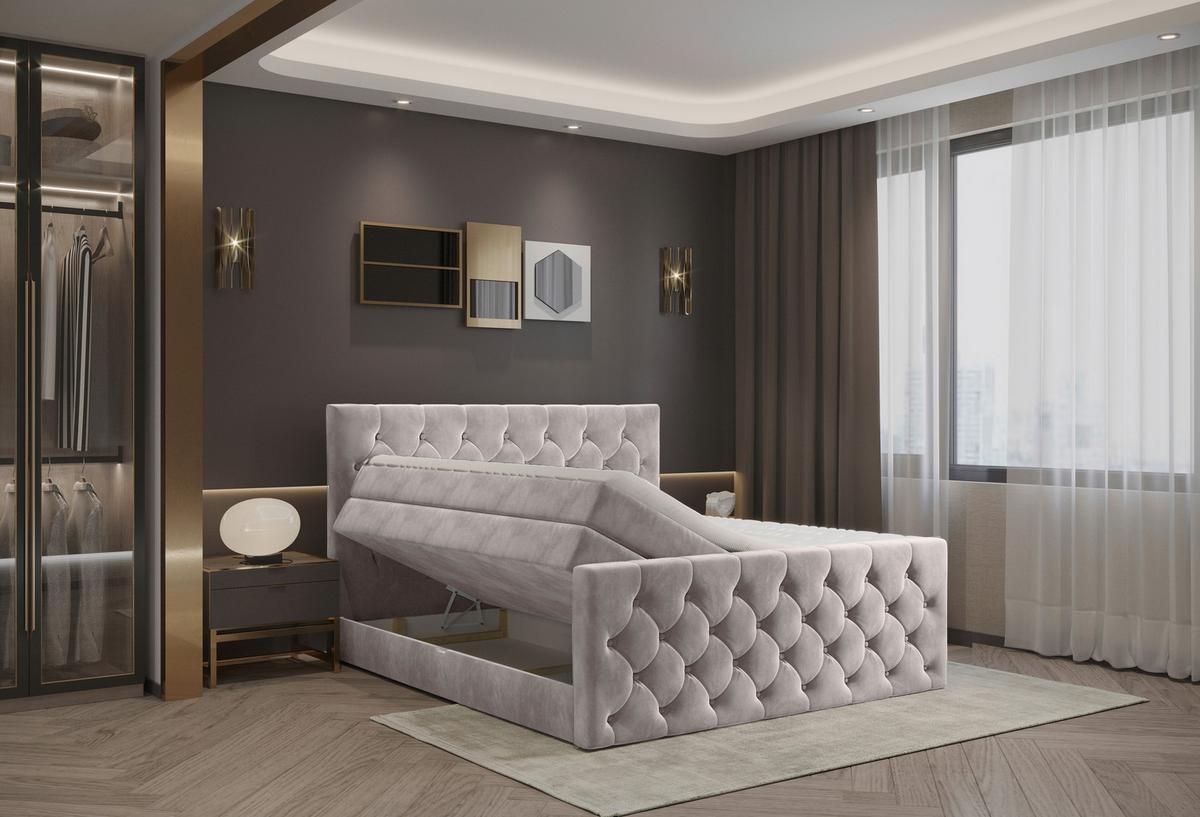 Boxspringbett Swing 2 Beige 180x200 cm H2 - Beige/Schwarz, ROMANTIK / LANDHAUS, Textil (180/200cm) - James Wood