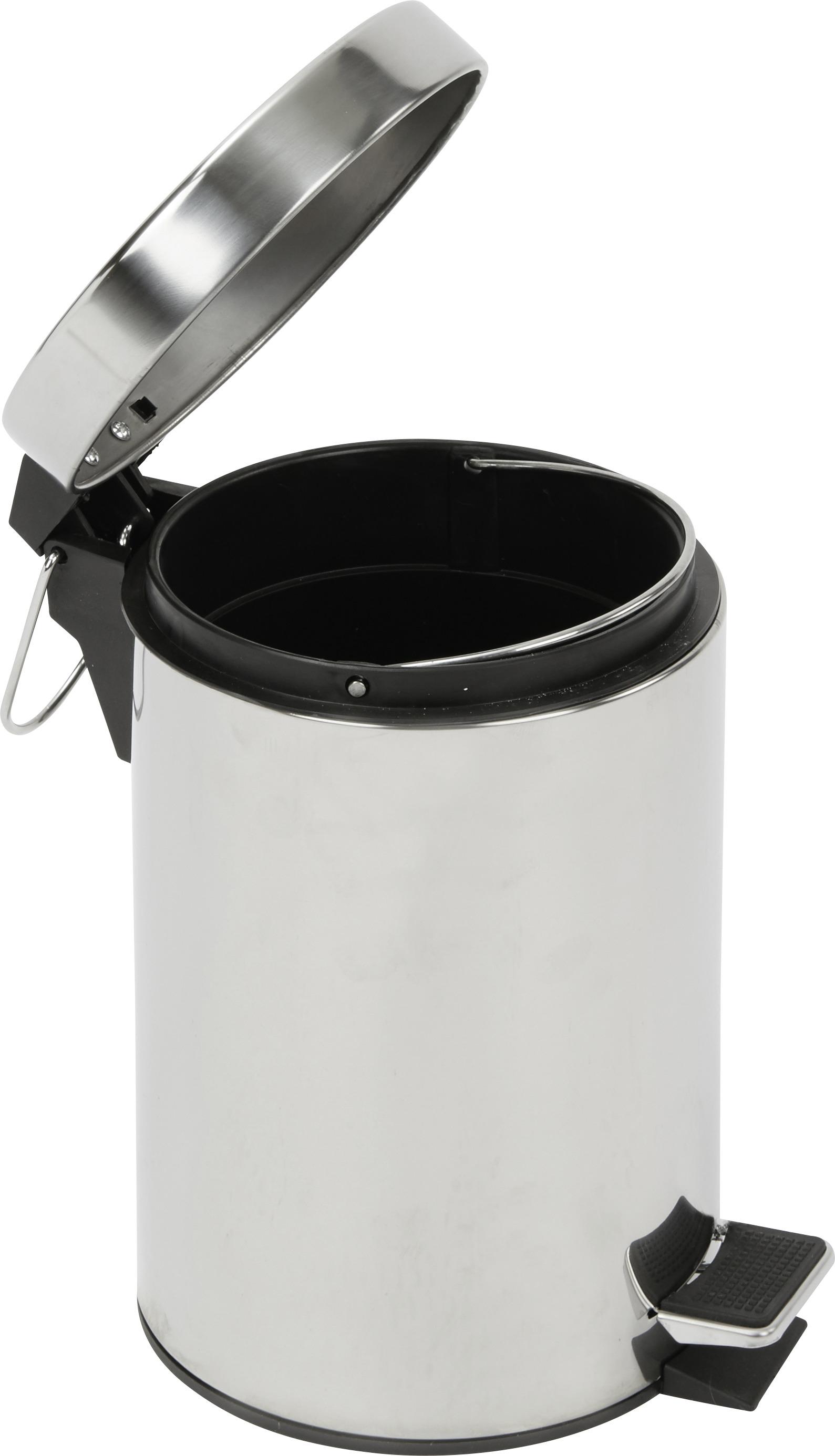 Kosmetikeimer Leonardo II 5 L Edelstahl DxH: 20,5x27,8 cm - Chromfarben/Schwarz, KONVENTIONELL, Kunststoff/Metall (20,5/27,8cm) - Homezone