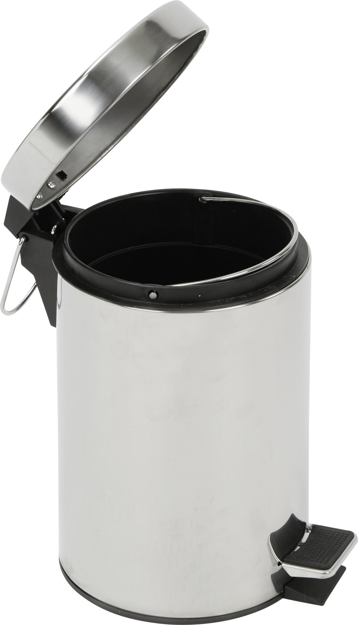 Kosmetikeimer Leonardo Ii 5 L Edelstahl Dxh: 20,5x27,8 Cm - Chromfarben/Schwarz, KONVENTIONELL, Kunststoff/Metall (20,5/27,8cm) - Homezone