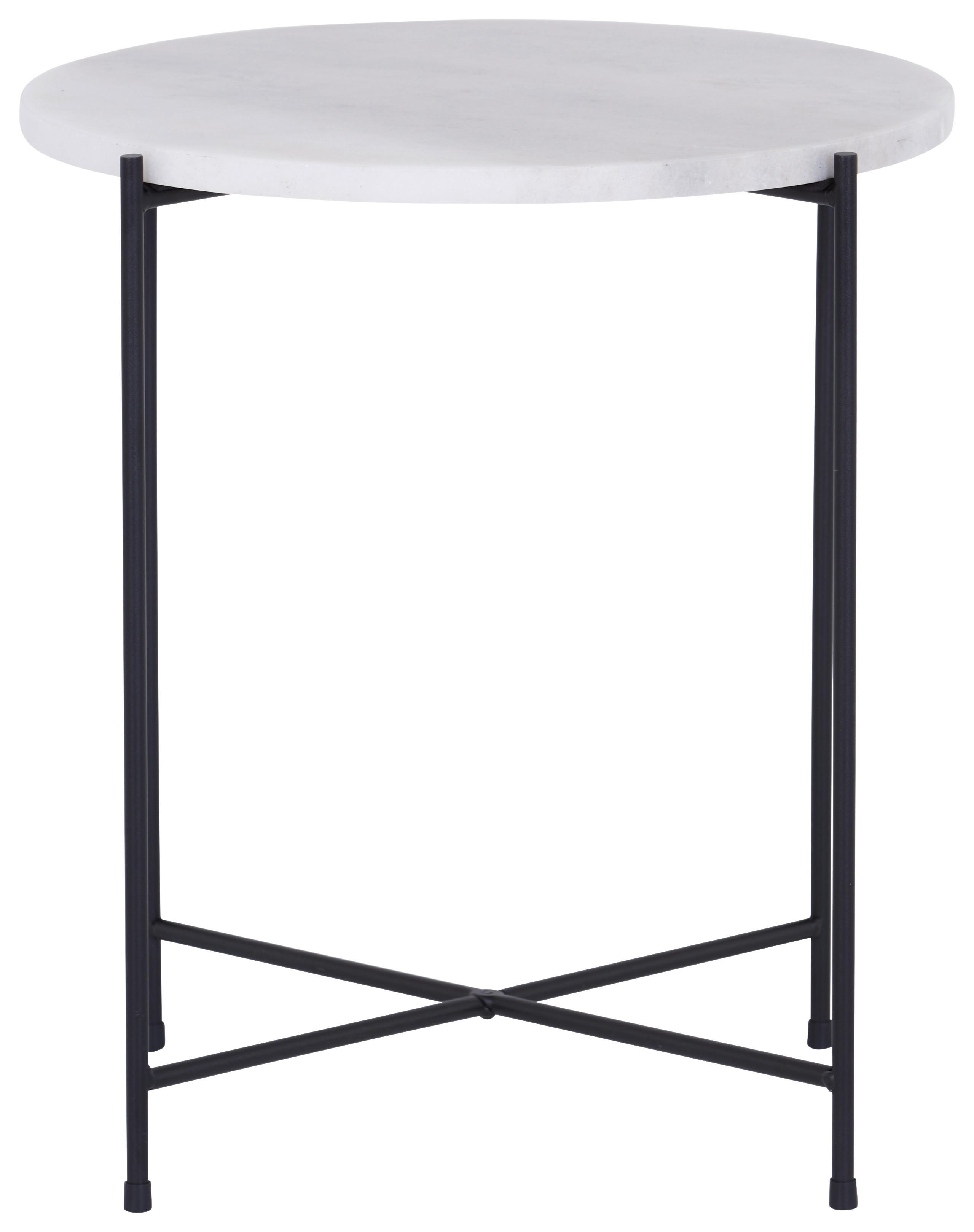 Beistelltisch Milano Schwarz/weiß - Schwarz/Weiß, Design, Stein/Metall (42/45/42cm) - Livetastic