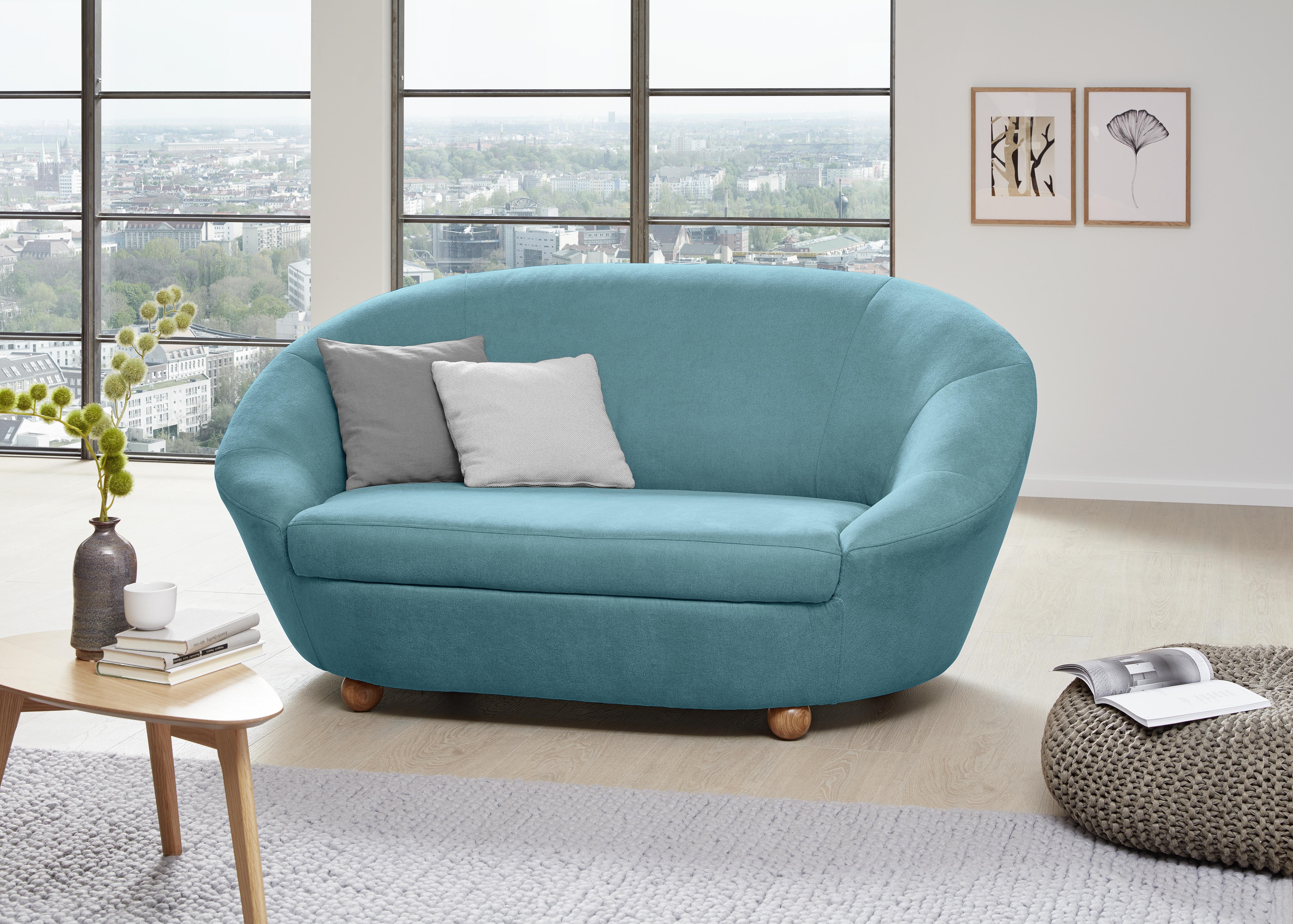 2-sitzer-sofa Looks Iv Türkis - Türkis/Eichefarben, Design, Textil (178/82/114cm) - LOOKS by W.Joop