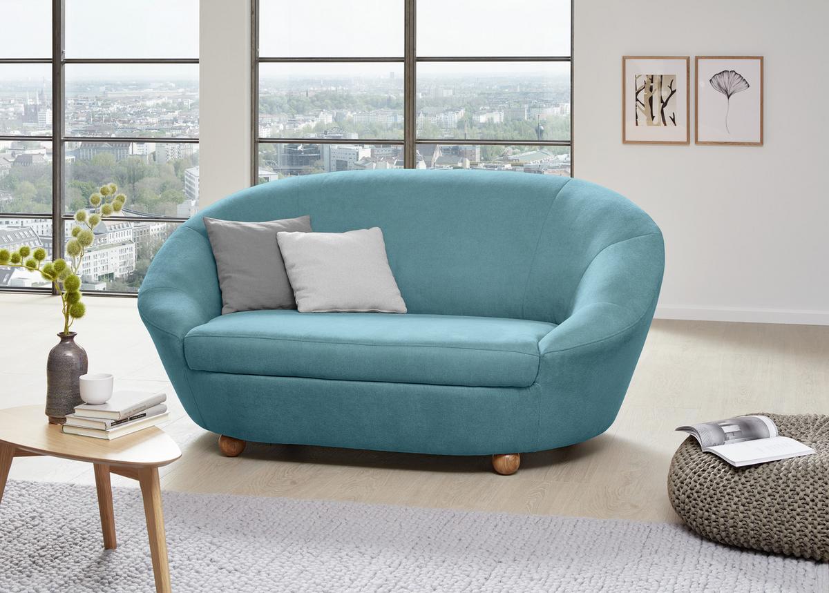 2-Sitzer-Sofa Looks Iv Türkis - Türkis/Eichefarben, Design, Textil (178/82/114cm) - LOOKS by W.Joop