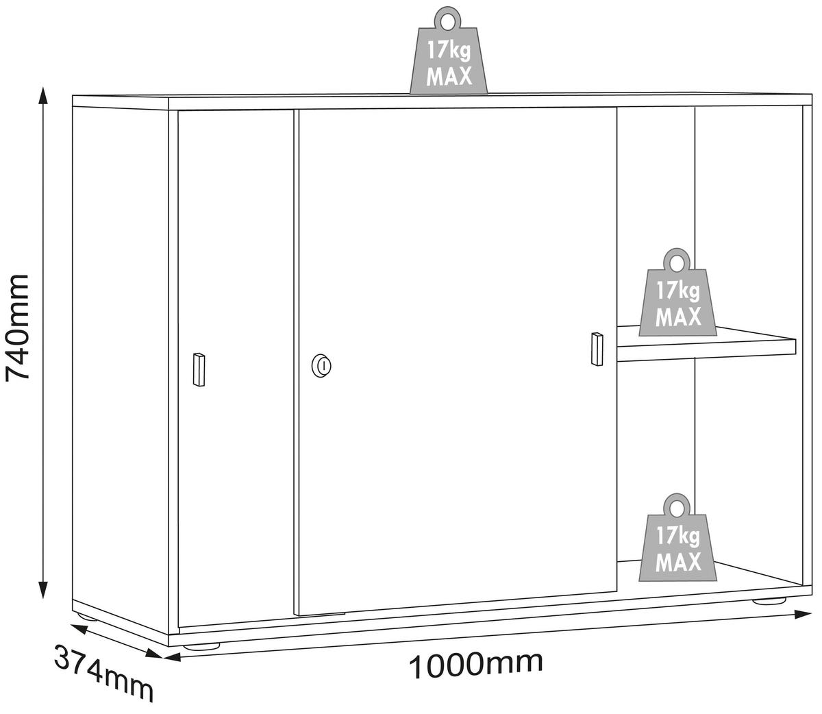 Aktenschrank Salia Anthrazit, Honigeiche B:100 cm - Honigeiche/Anthrazit, Design, Holzwerkstoff (100/74/37cm) - MID.YOU