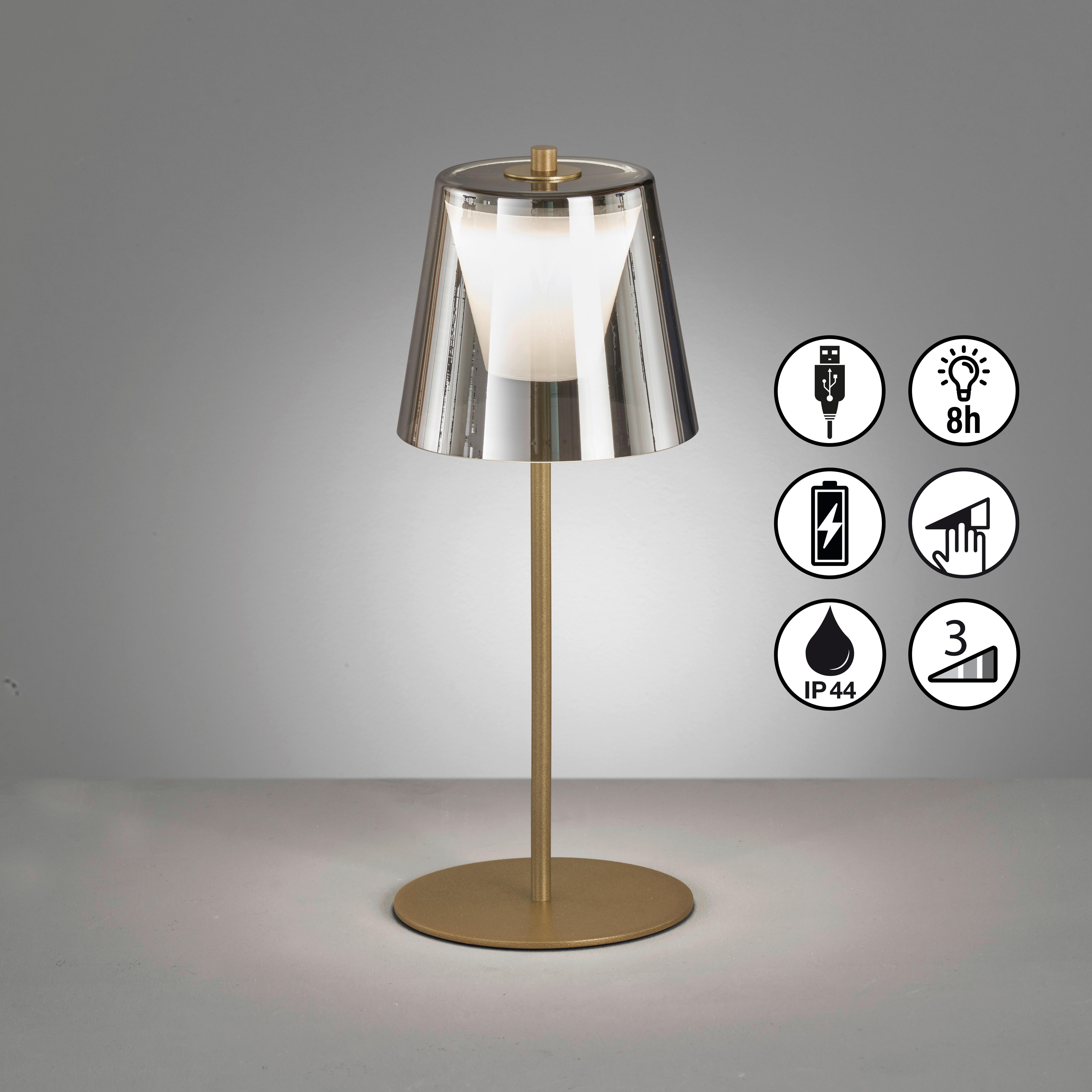 LED-Außenleuchte Marbella Goldfarben D: 14 cm - Goldfarben, Basics, Glas/Metall (14/35cm) - Schöner Wohnen