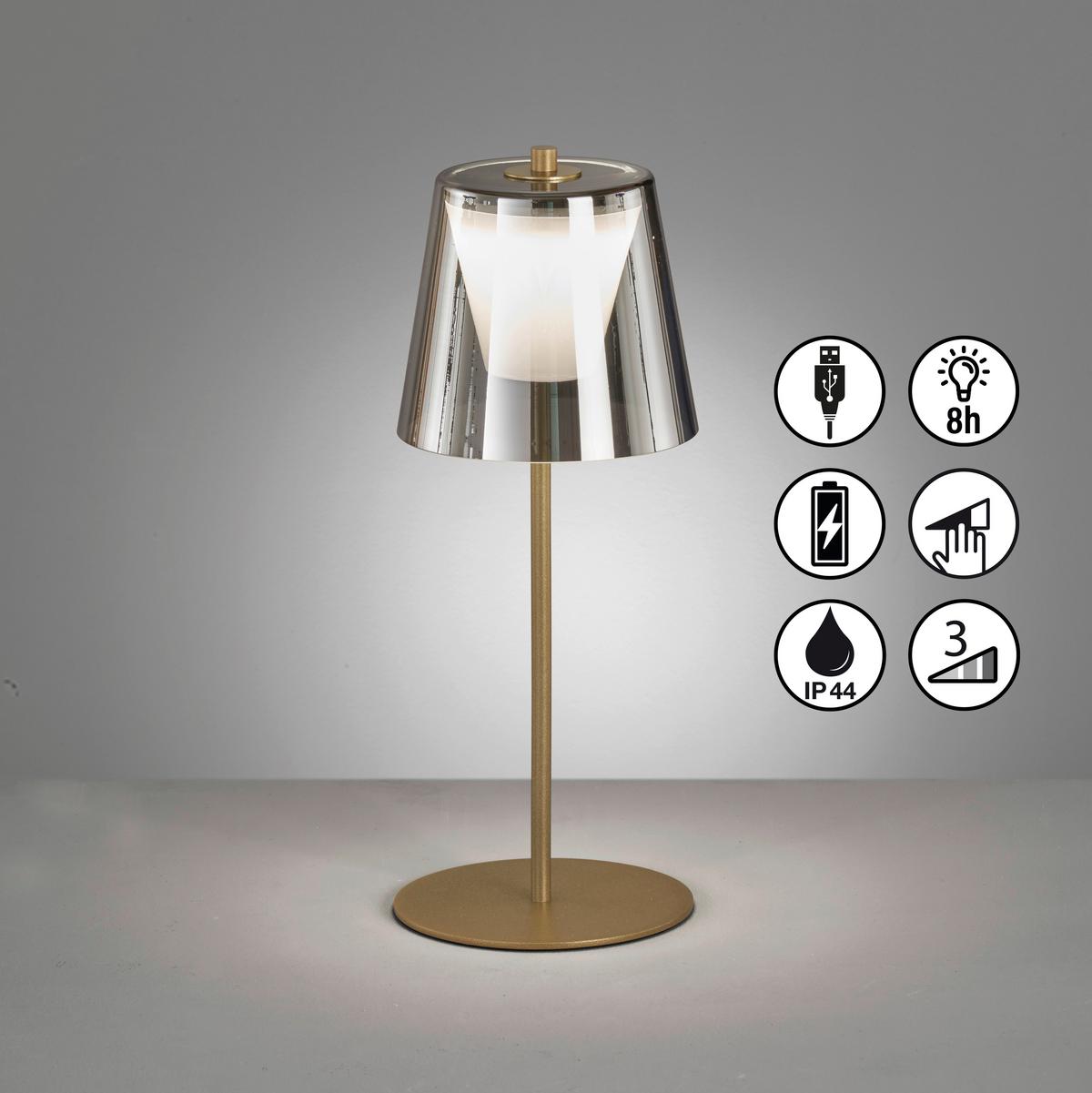 LED-Außenleuchte Marbella Goldfarben D: 14 cm - Goldfarben, Basics, Glas/Metall (14/35cm) - Schöner Wohnen