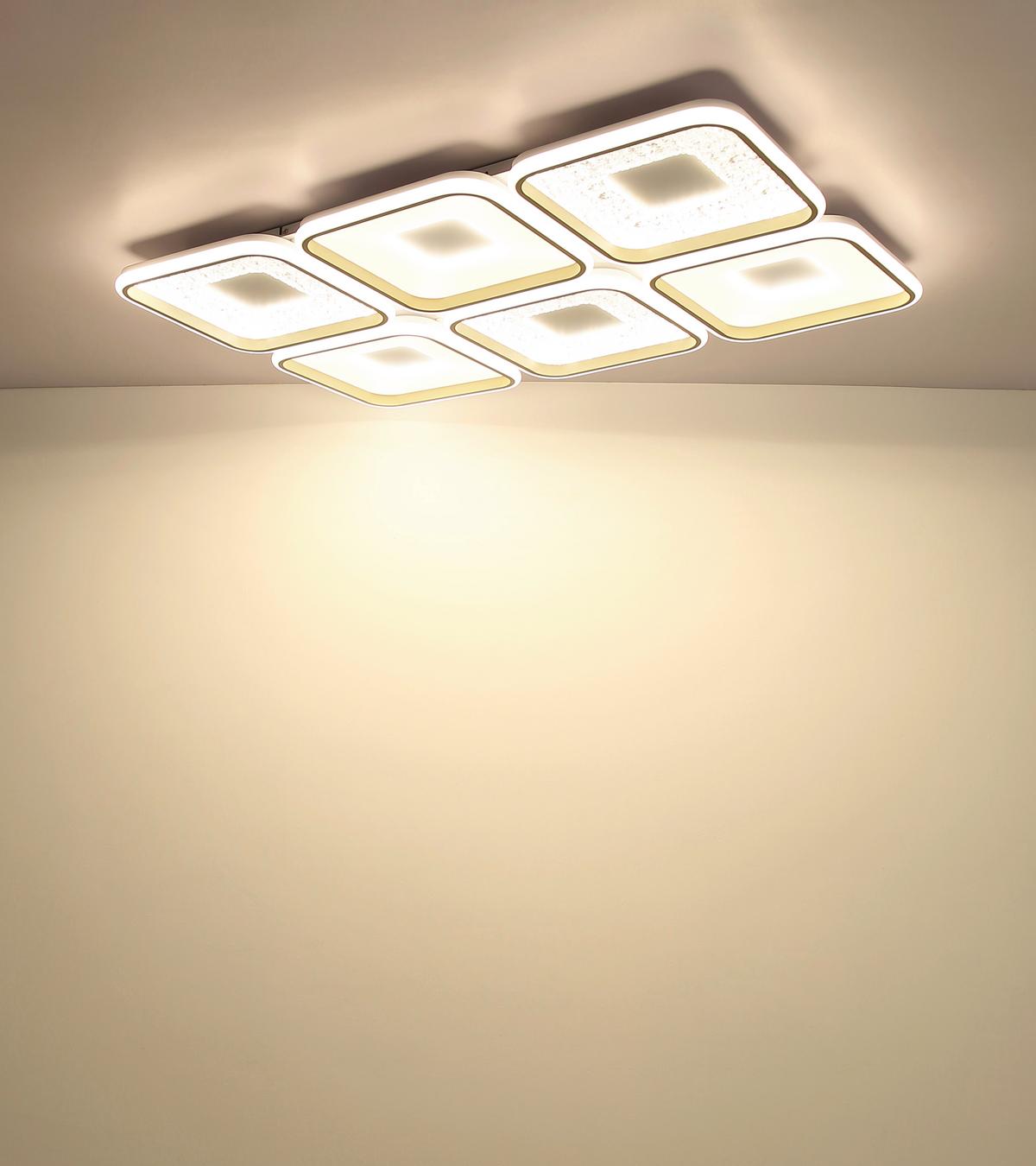 LED-Deckenleuchte Memory-Funktion - Sandfarben/Klar, Design, Kunststoff/Metall (100,1/67/7,8cm) - Globo