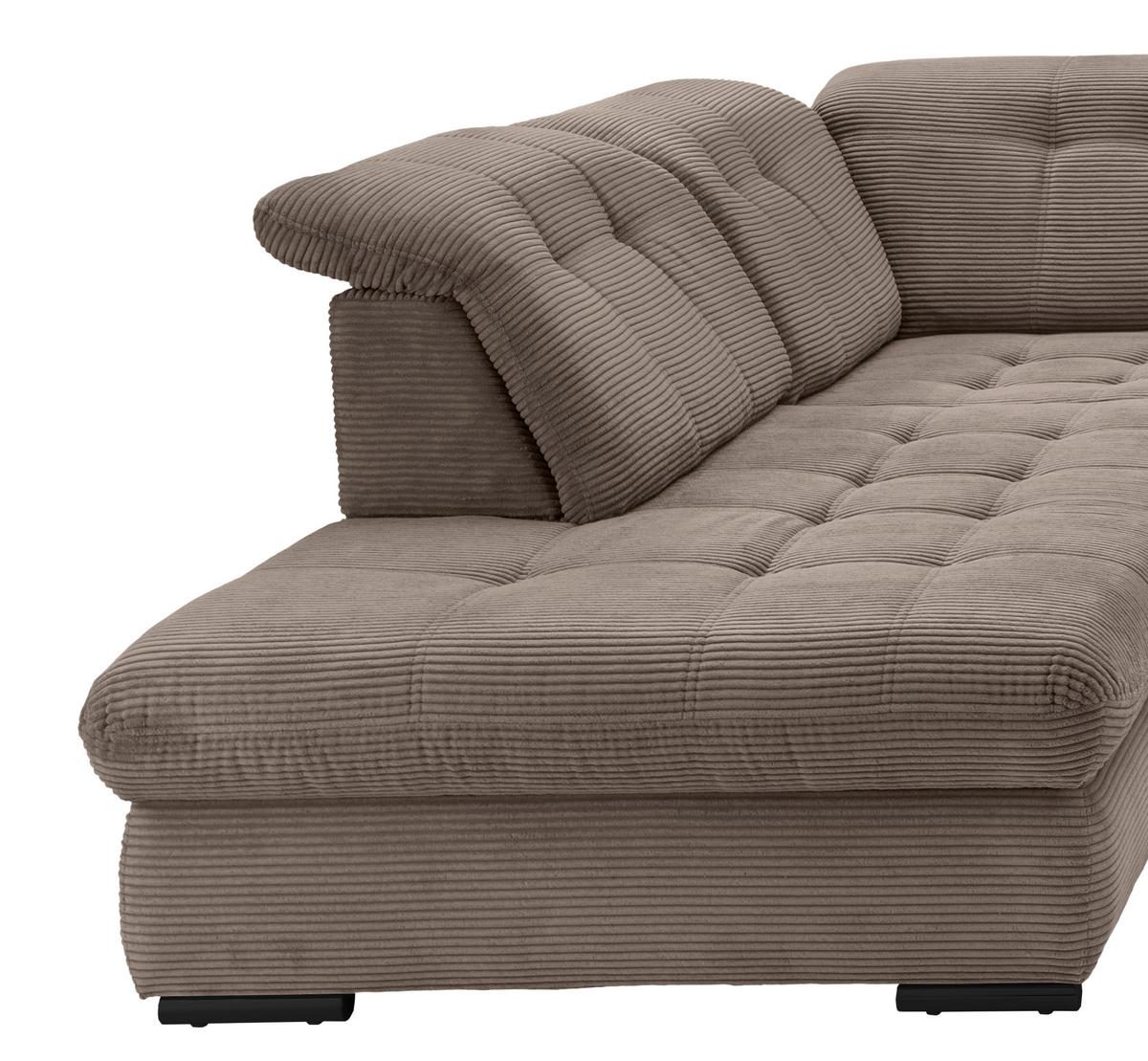 Wohnlandschaft Mit Bettkasten Rigatti Graubraun B: 387 Cm - Graubraun/Schwarz, MODERN, Textil (252/387/184cm) - Livetastic