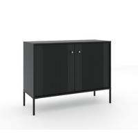 ŠIROKÁ KOMODA ISEO BLACK/BLACK/GOLD - černá/barvy zlata, Design, kov/kompozitní dřevo (104,5/79/39cm) - MID.YOU