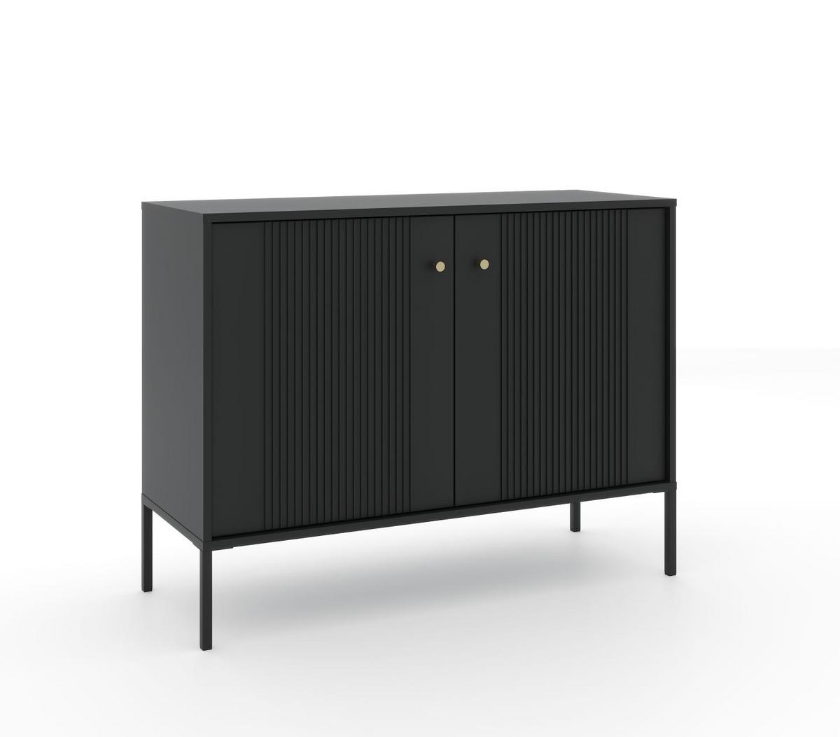 ŠIROKÁ KOMODA ISEO BLACK/BLACK/GOLD - černá/barvy zlata, Design, kov/kompozitní dřevo (104,5/79/39cm) - MID.YOU