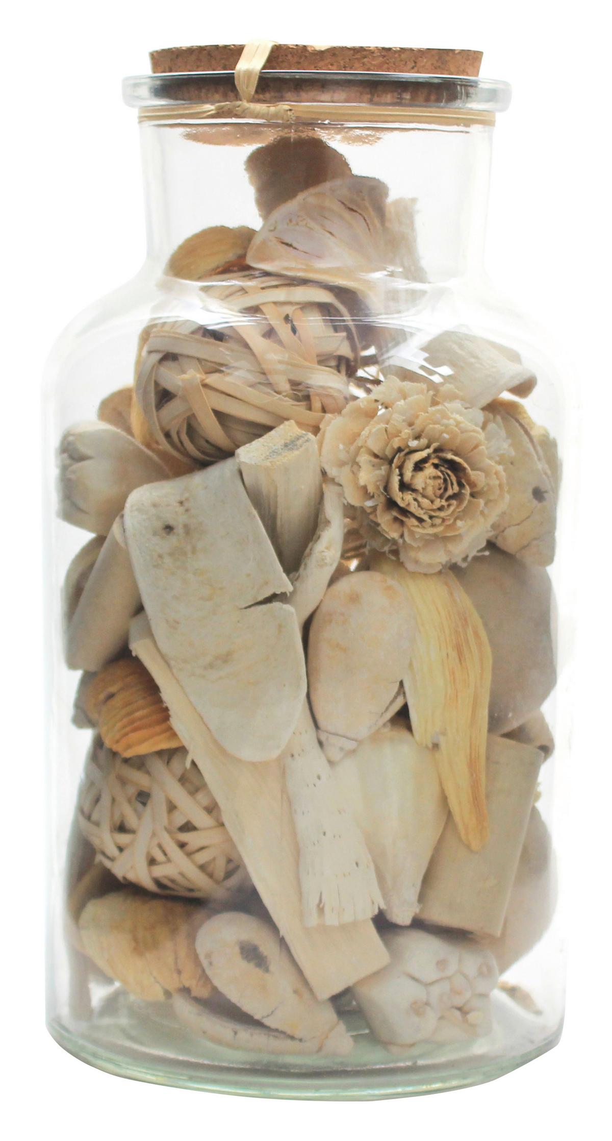 Dekoflasche Flora Naturfarben, 14x27 cm - Naturfarben, LIFESTYLE, Glas/Naturmaterialien (14/27/14cm) - Kayoom