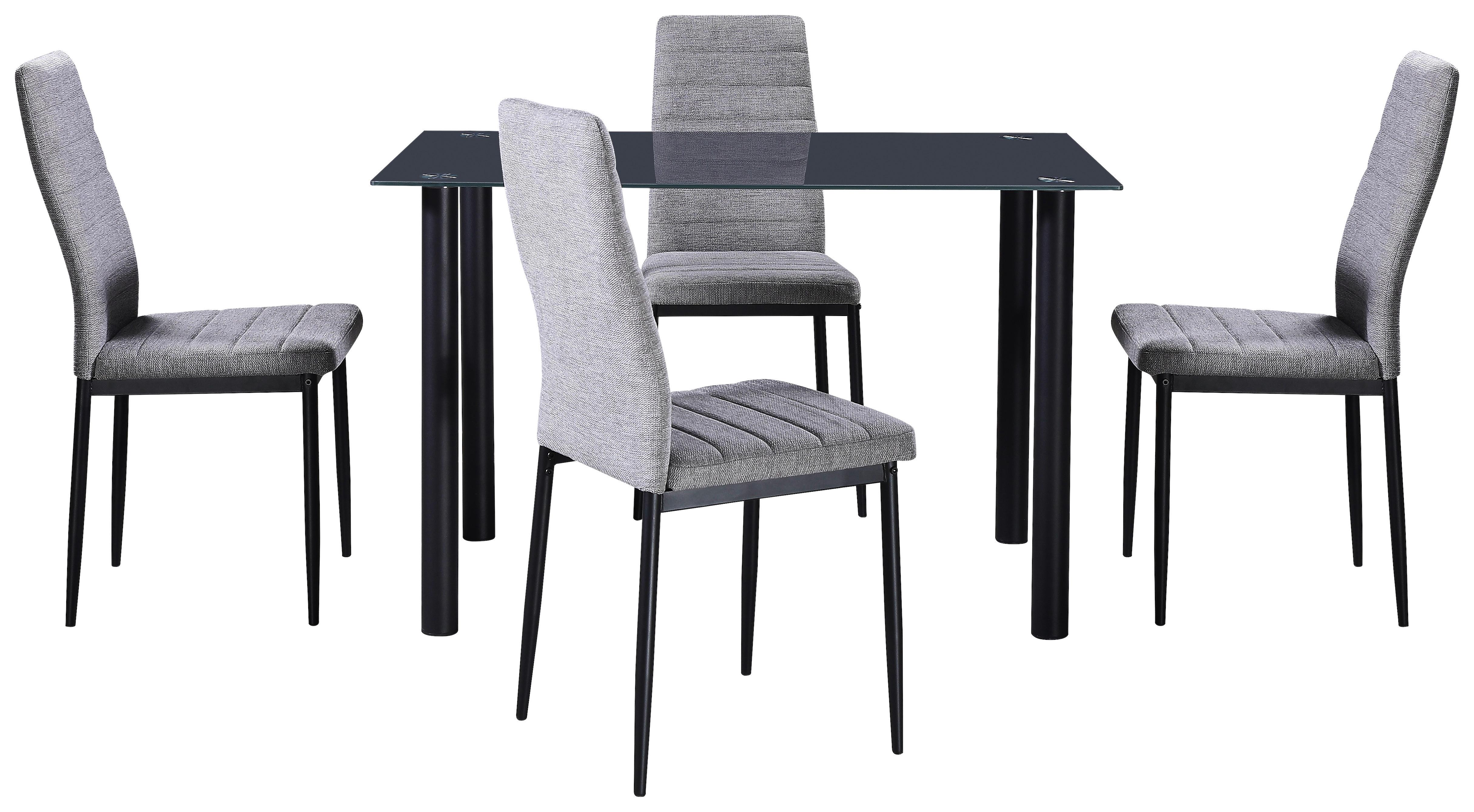 Essgruppe Wels 5--Teilig. Metall/Textil/Glas Grau