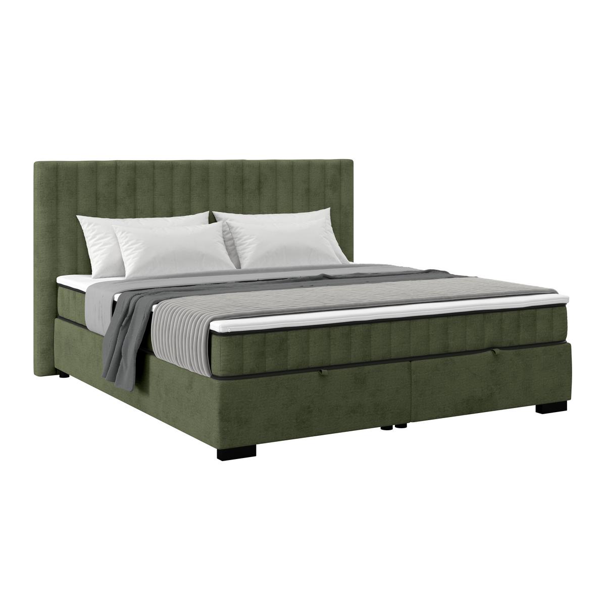 Boxbett Maya 200 - Schwarz/Olivgrün, MODERN, Holz/Holzwerkstoff (200/200cm)