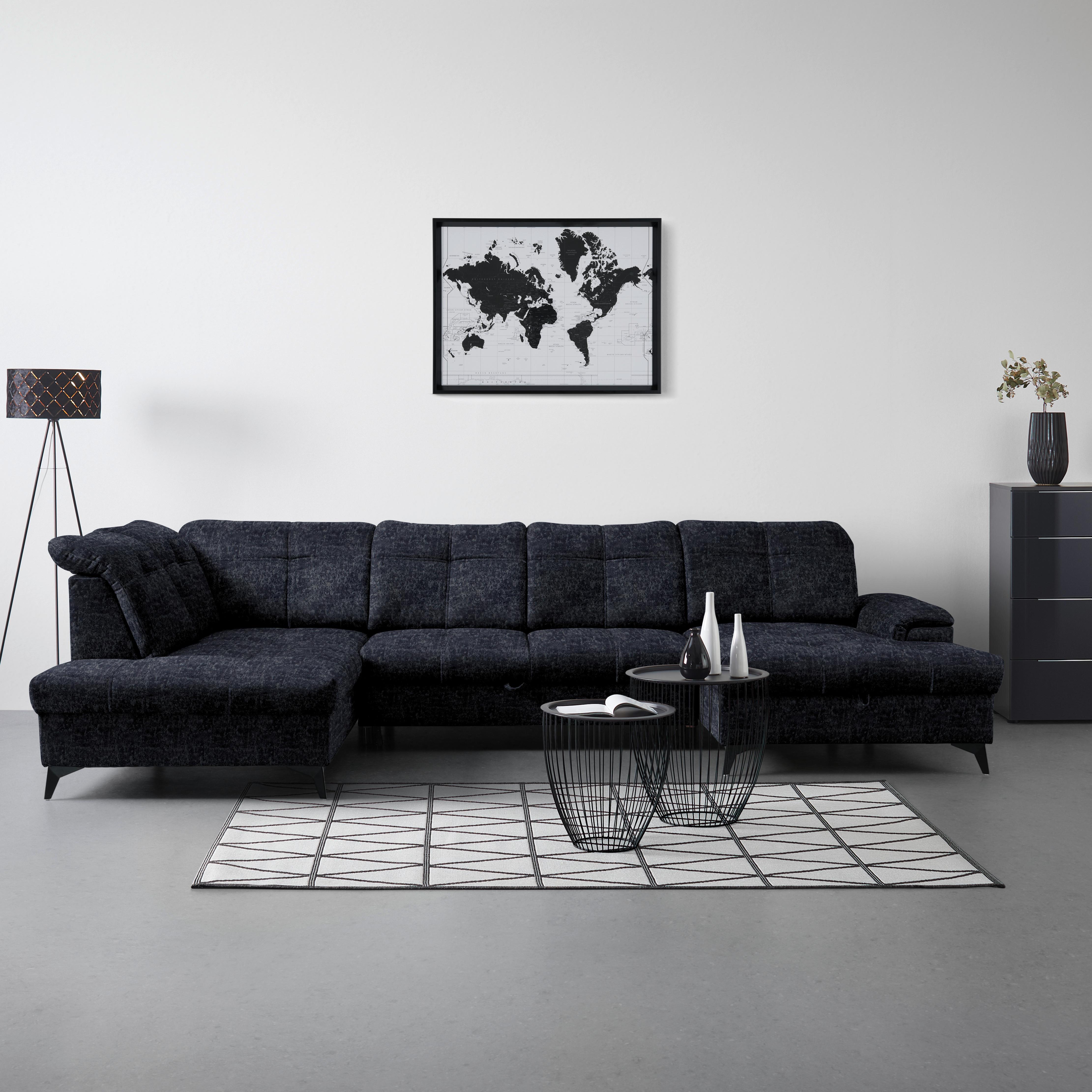 Rohová sedačka U SIERRA, levá, antracitová tk. INFINITY - antracitová, Moderní, kov/textil (230/364/181cm) - Mömax