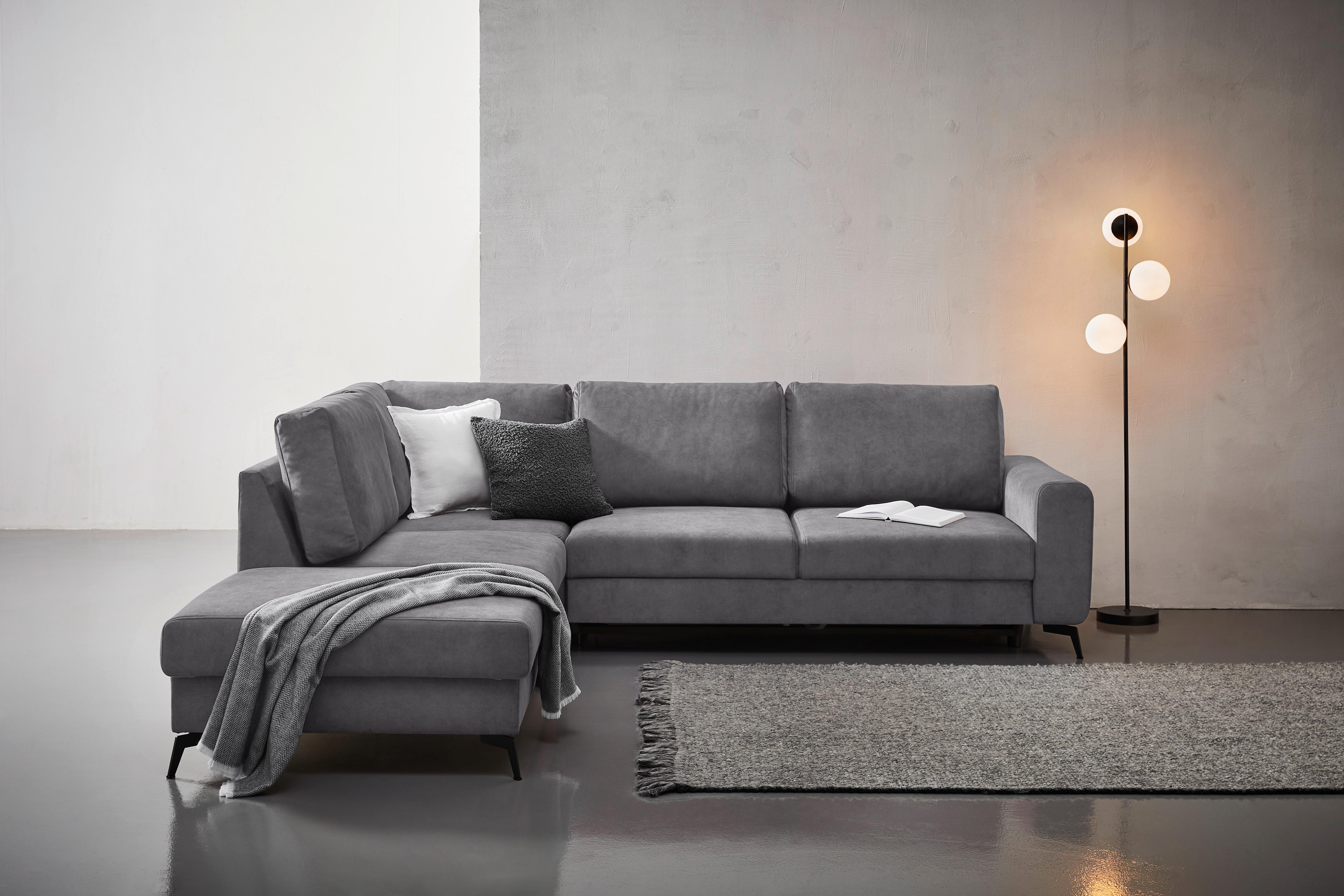 Sedací souprava ADESSO, levá, tmavě šedá barva - černá/tmavě šedá, Konvenční, kov/textil (257/275cm) - MID.YOU