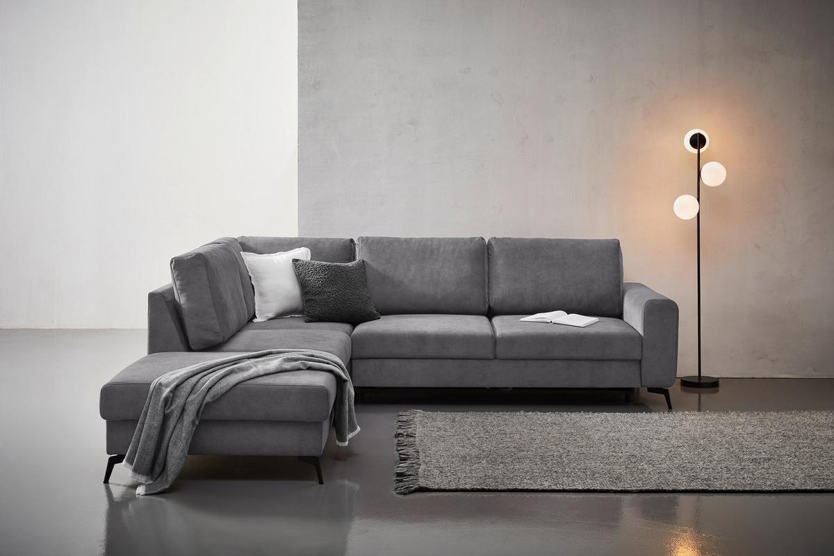 Sedací souprava ADESSO, levá, tmavě šedá barva - černá/tmavě šedá, Konvenční, kov/textil (257/275cm) - MID.YOU