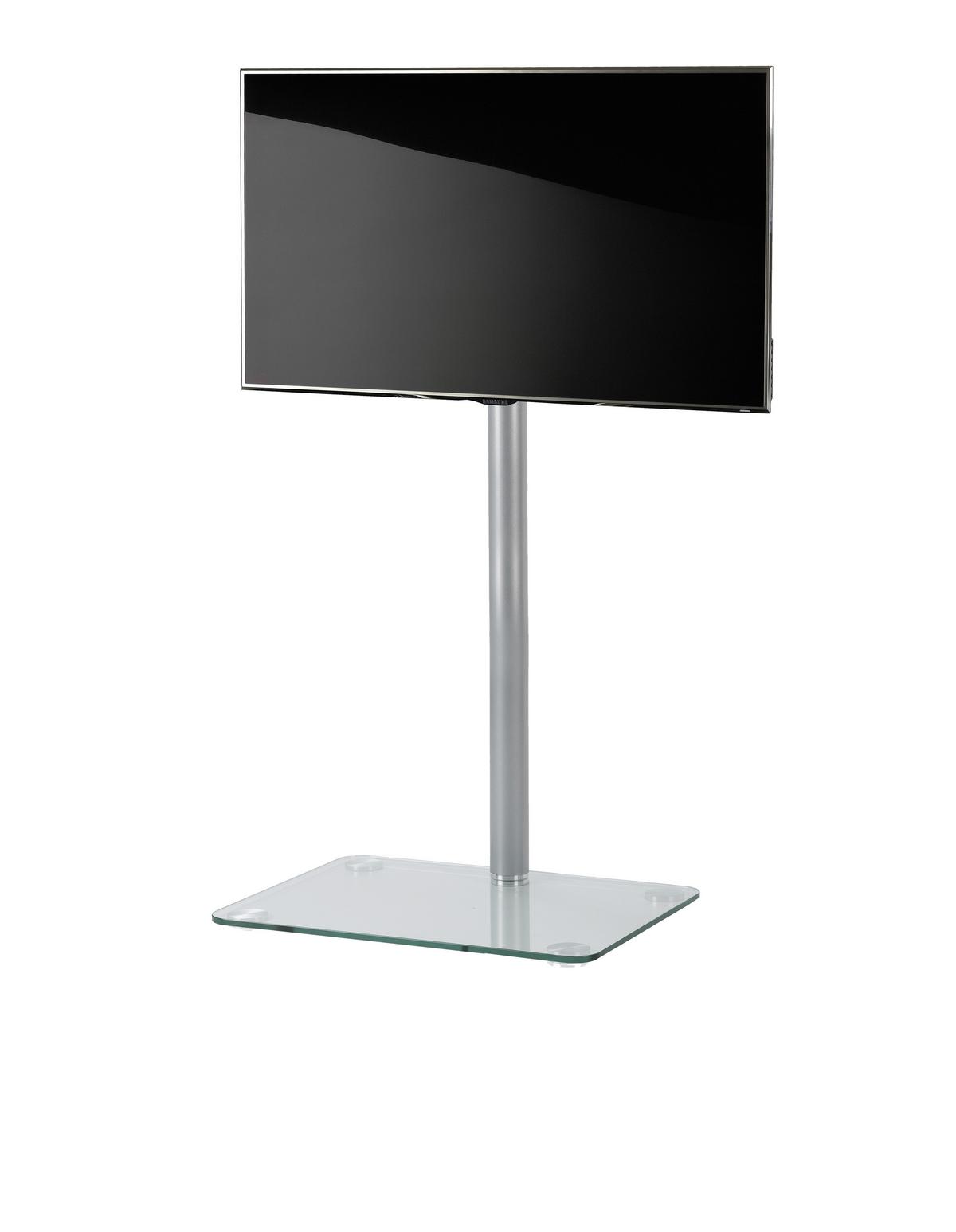 Tv-rack Bis 70“ Schwenkbar Alani Max. 35 Kg - Klar/Silberfarben, KONVENTIONELL, Glas/Metall (60/95/45cm)
