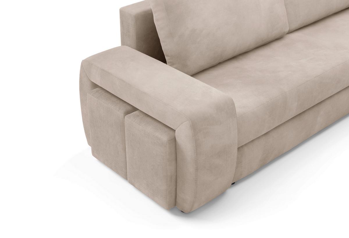 Schlafsofa Ines Beige B: 258cm - Beige/Schwarz, Design, Textil (258/98/95cm) - Livetastic