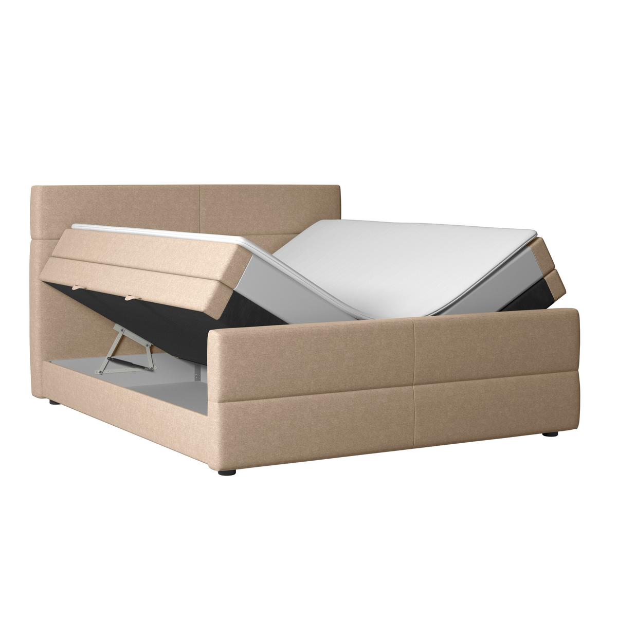 Boxspringbett mit Bettkasten Verona 180x200 cm Naturfarben - Schwarz/Naturfarben, MODERN, Karton/Holzwerkstoff (180/200cm) - MID.YOU