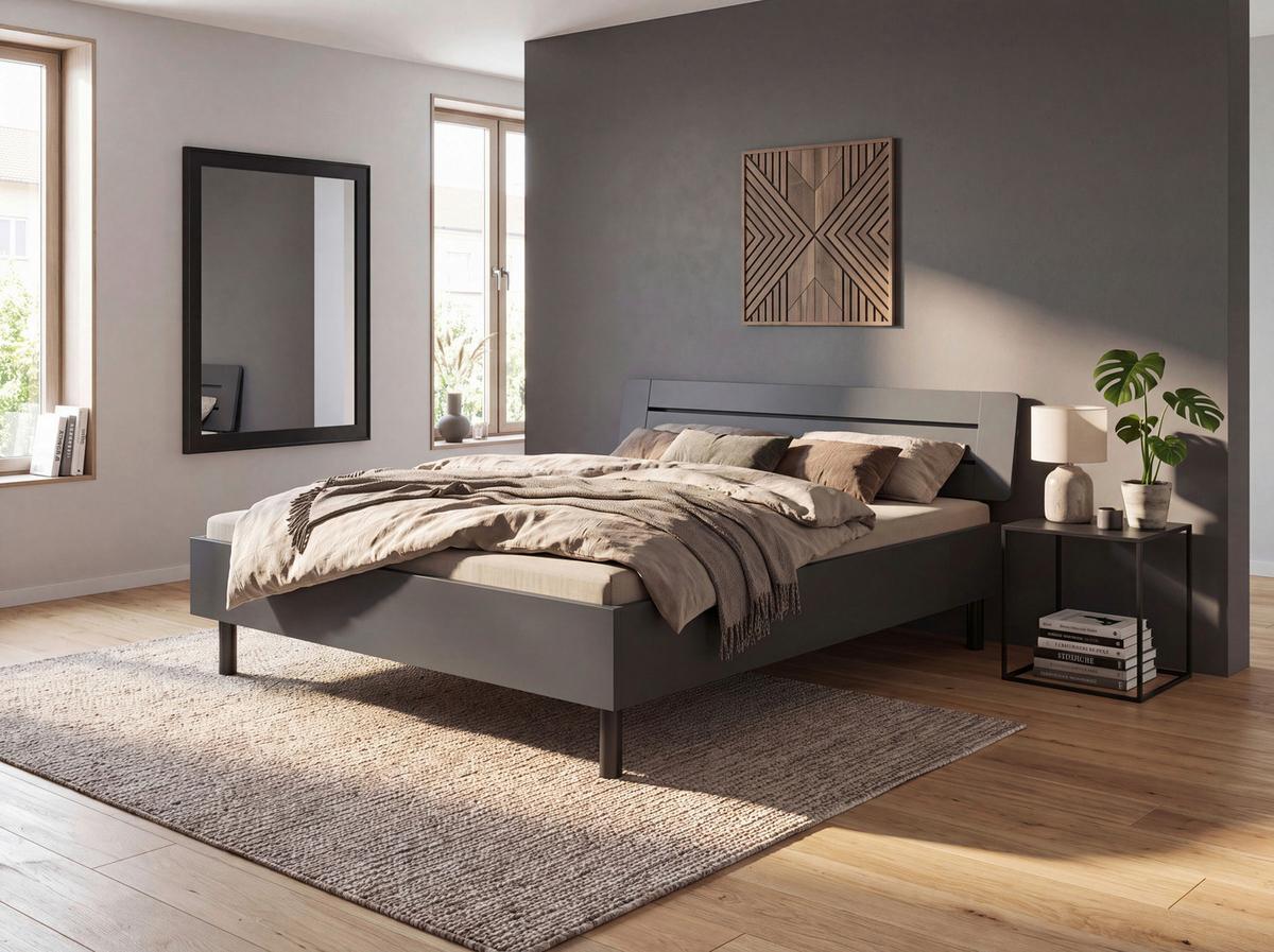 Záhlaví LEVEL BEDS A pro š. 180 cm, dekor grafit - barvy grafitu, Moderní, kompozitní dřevo/textil (188/38/3cm)