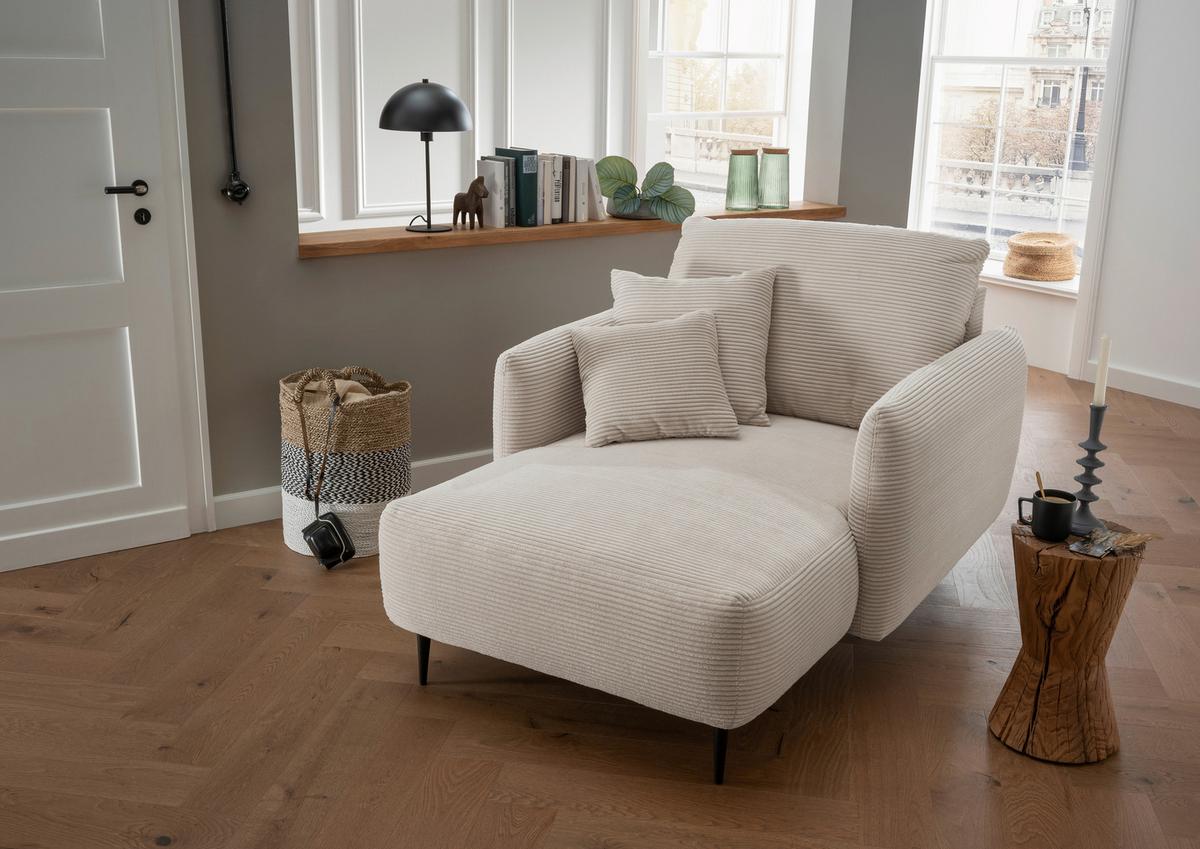 XXL-Sessel Vanilla, Beige B: 112 cm - Beige/Schwarz, Design, Textil (112/95/158cm) - Livetastic