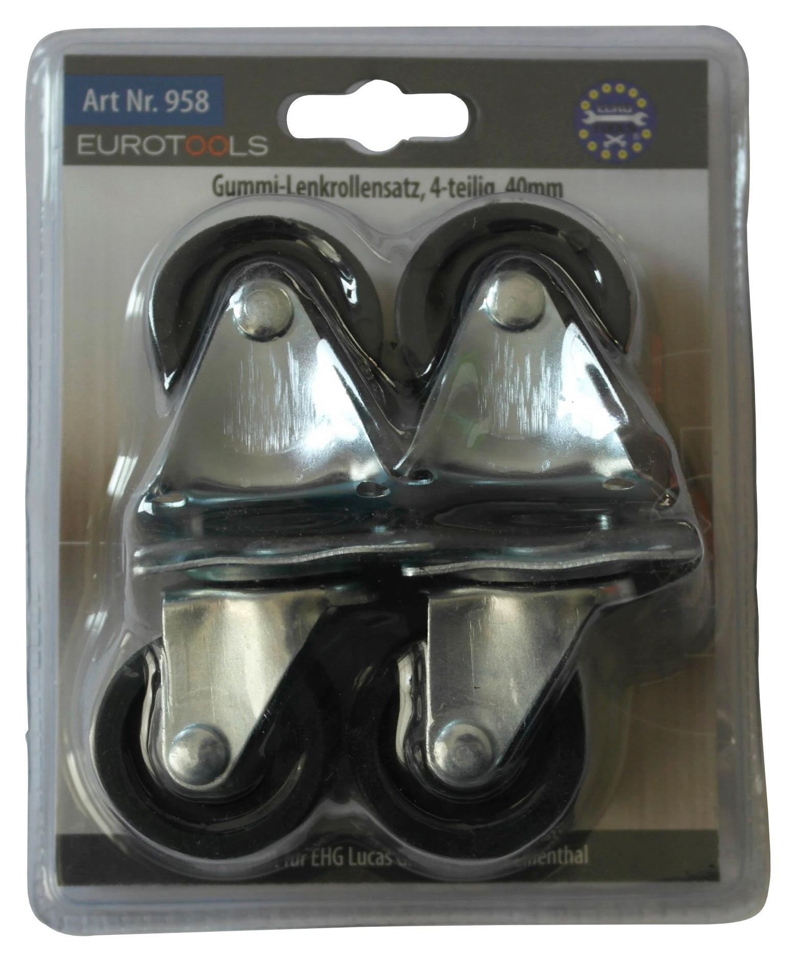 Lenkrollen Möbel Kunststoff Schwarz 4stk. Ø 4 cm Universal - Silberfarben/Schwarz, Basics, Kunststoff (4cm)