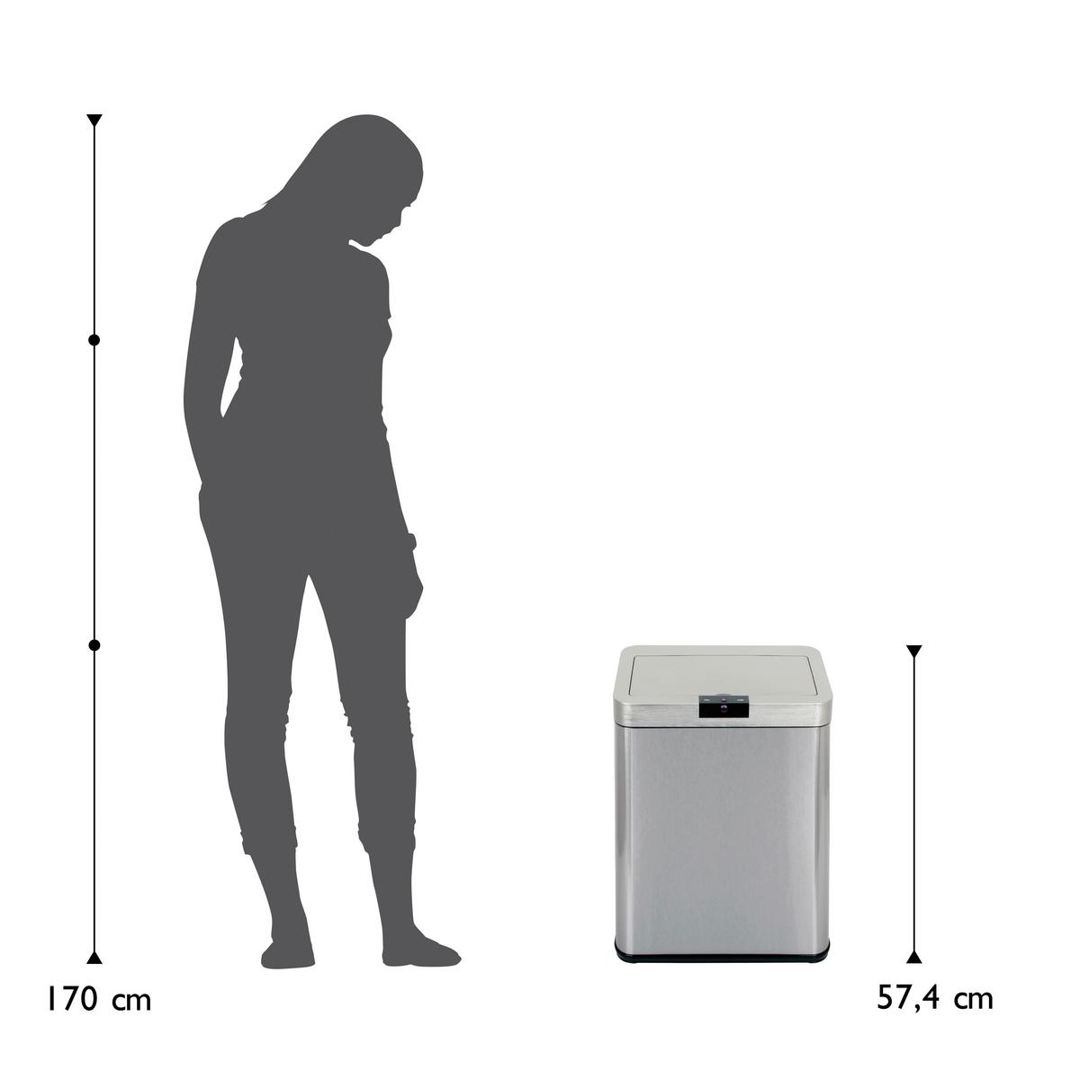 ODPADKOVÝ KÔŠ ECHTWERK "SQUARE" - čierna/strieborná, Trend, kov/plast (40.3/25.3/57.4cm) - Echtwerk