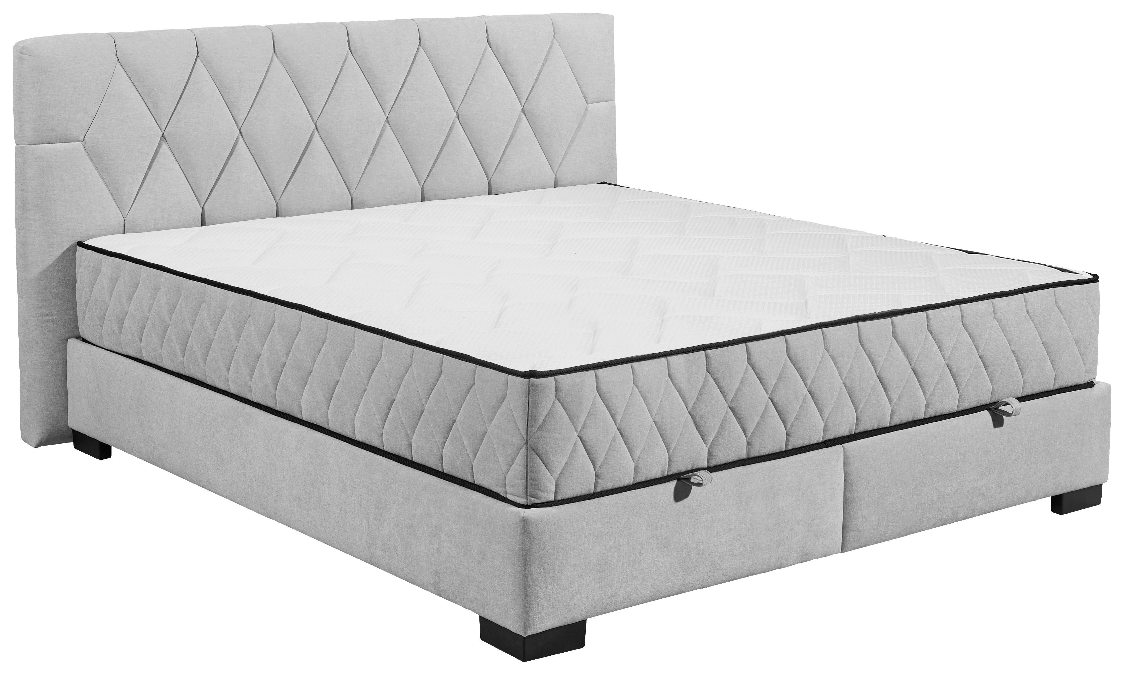 Boxbett Nagol B - Hellgrau/Schwarz, MODERN, Holzwerkstoff/Textil (180/200cm) - MID.YOU
